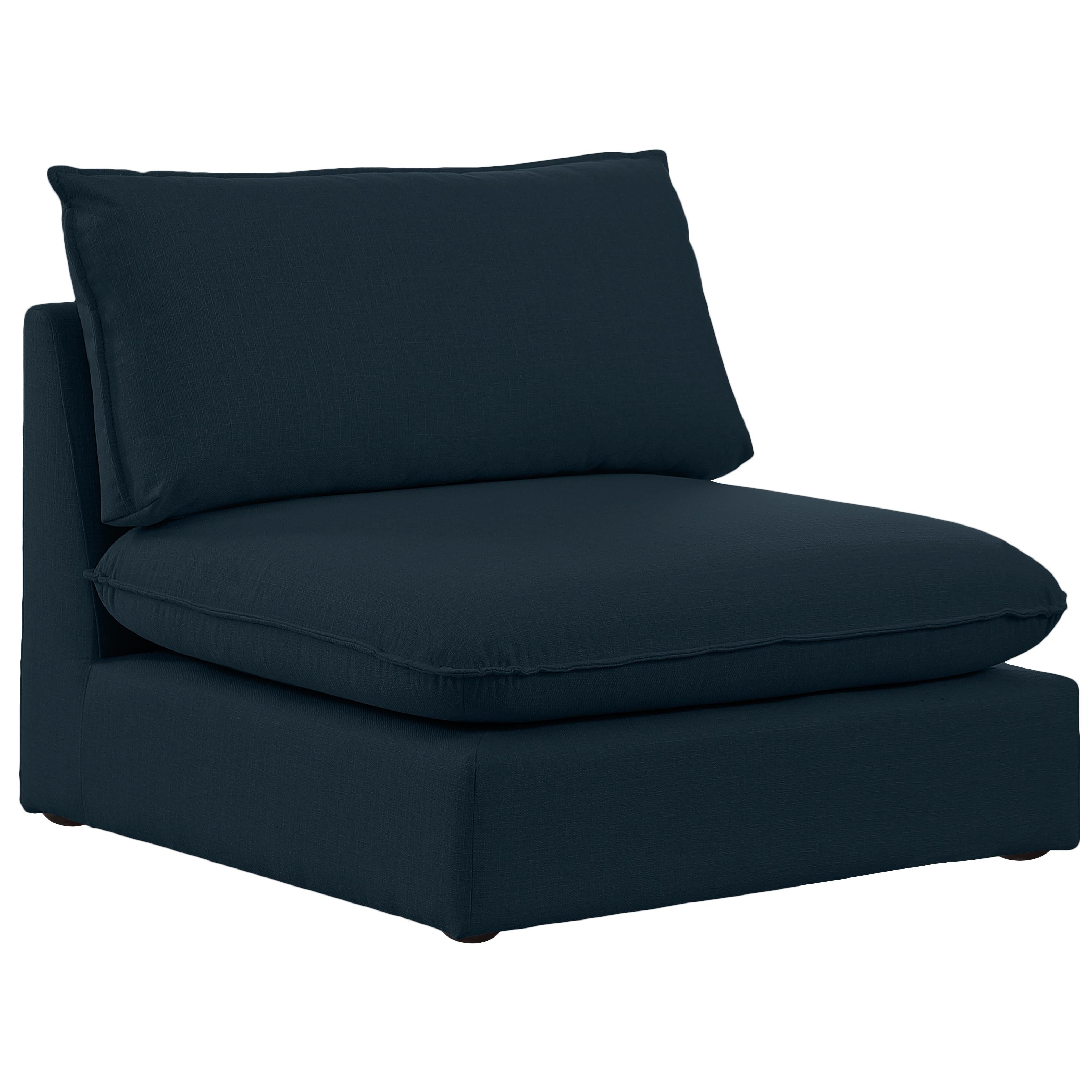 Meridian Mackenzie Navy Durable Linen Textured Armless Chair