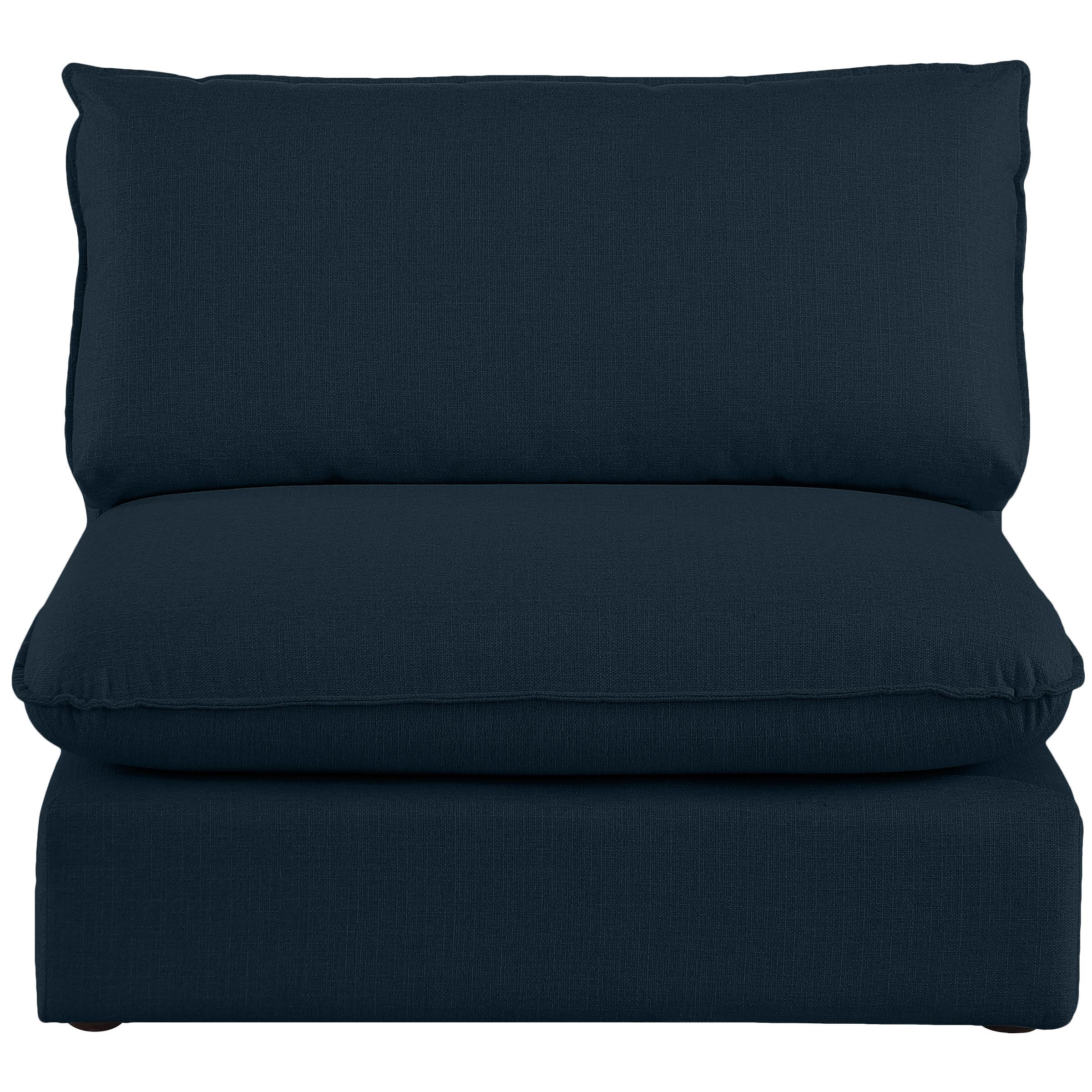 Meridian Mackenzie Navy Durable Linen Textured Armless Chair