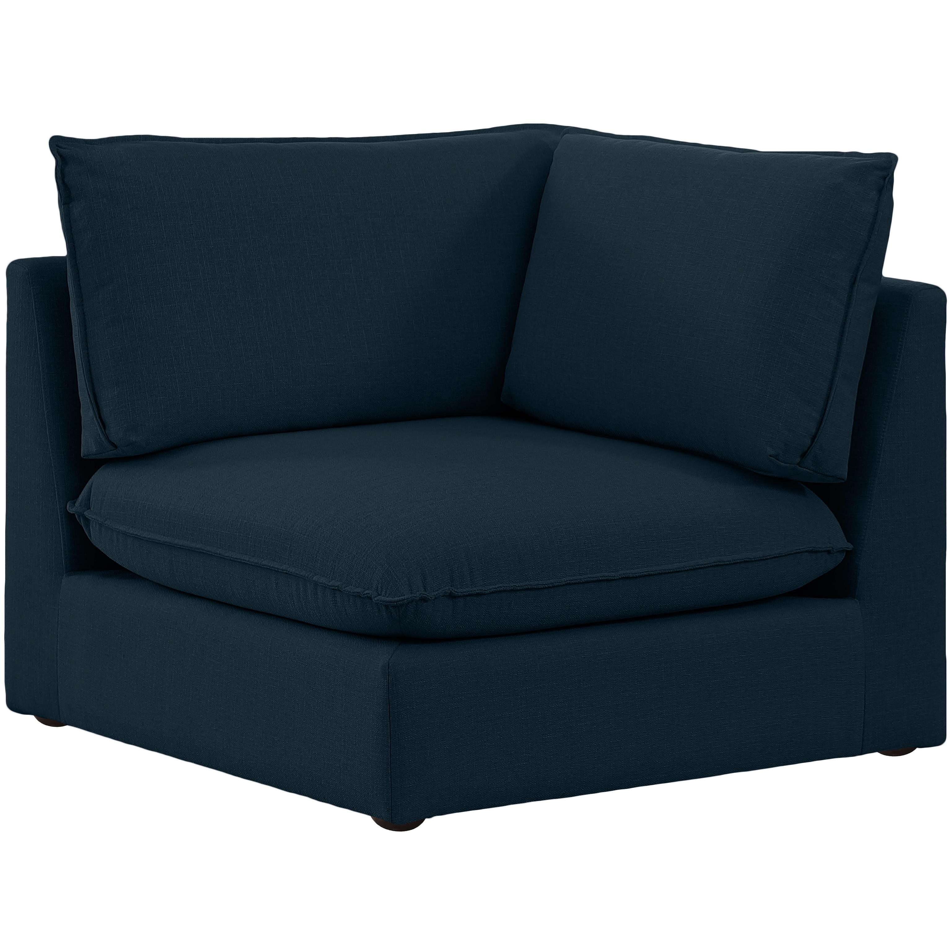 Meridian Mackenzie Navy Durable Linen Textured Corner Chair