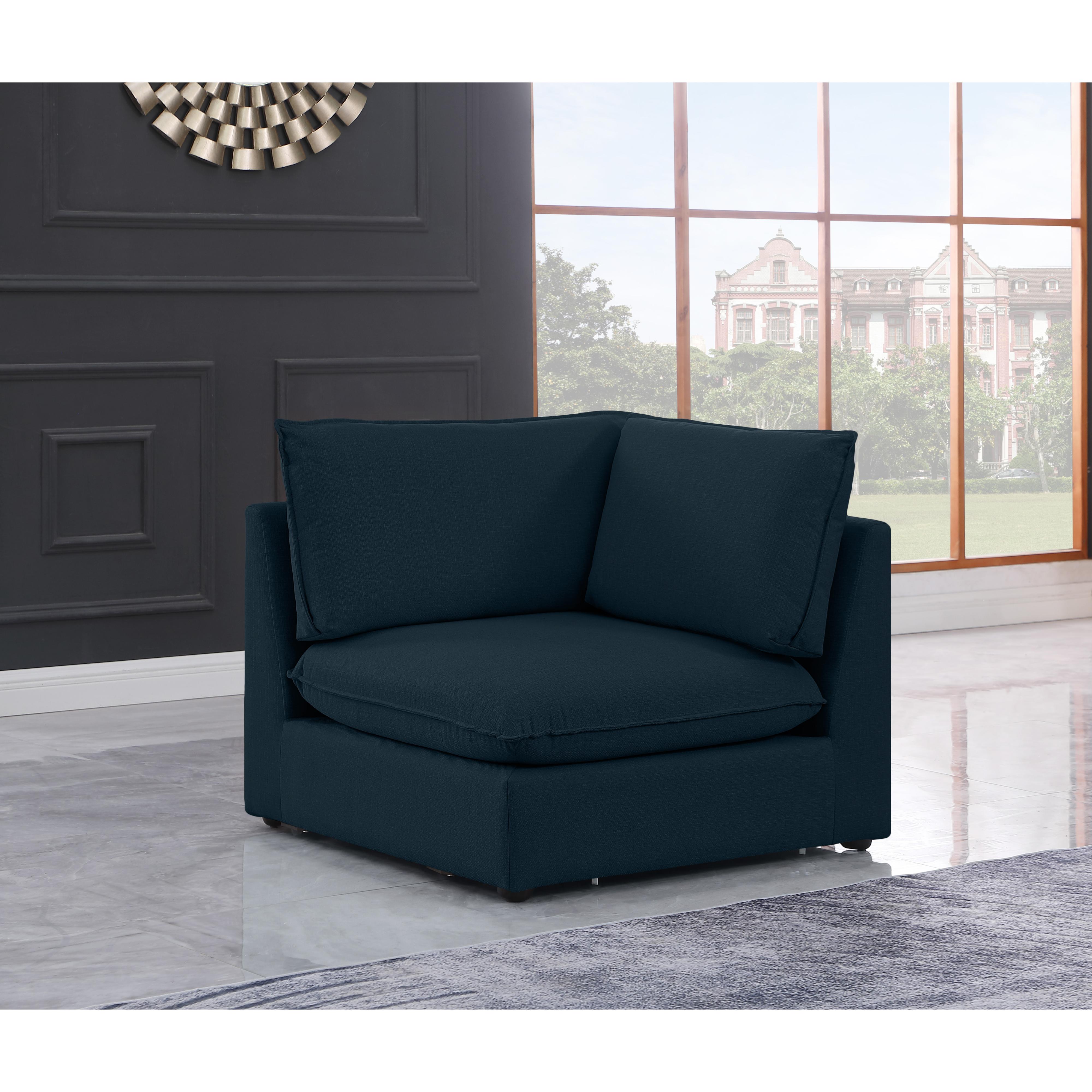 Meridian Mackenzie Navy Durable Linen Textured Corner Chair