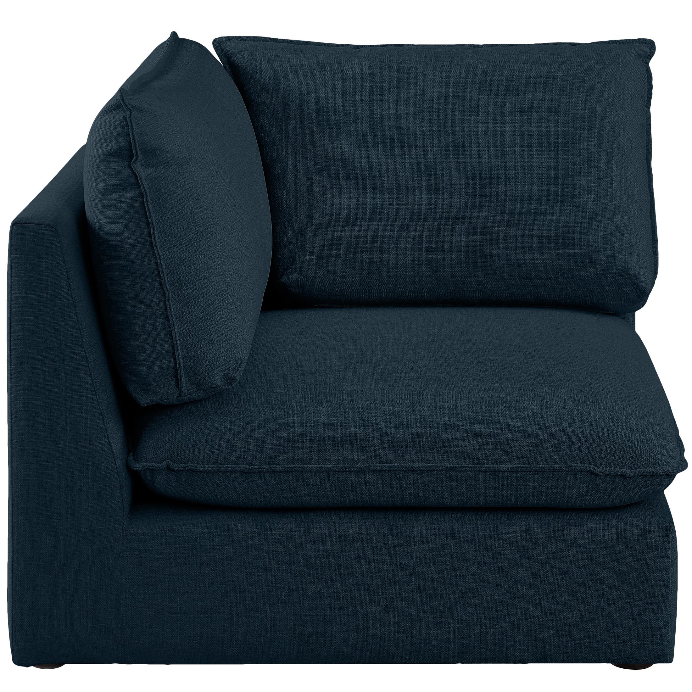 Meridian Mackenzie Navy Durable Linen Textured Corner Chair