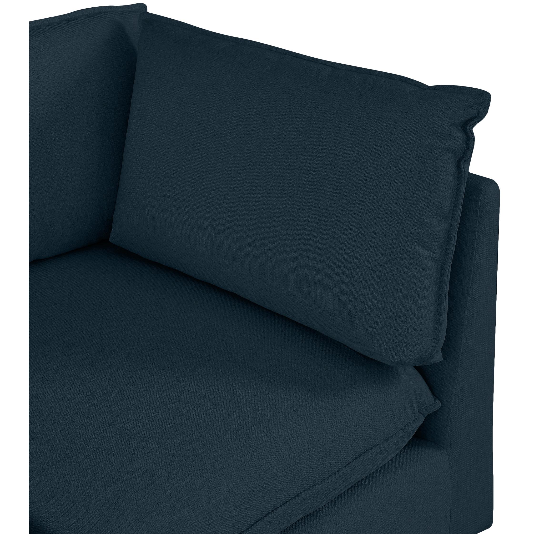 Meridian Mackenzie Navy Durable Linen Textured Corner Chair