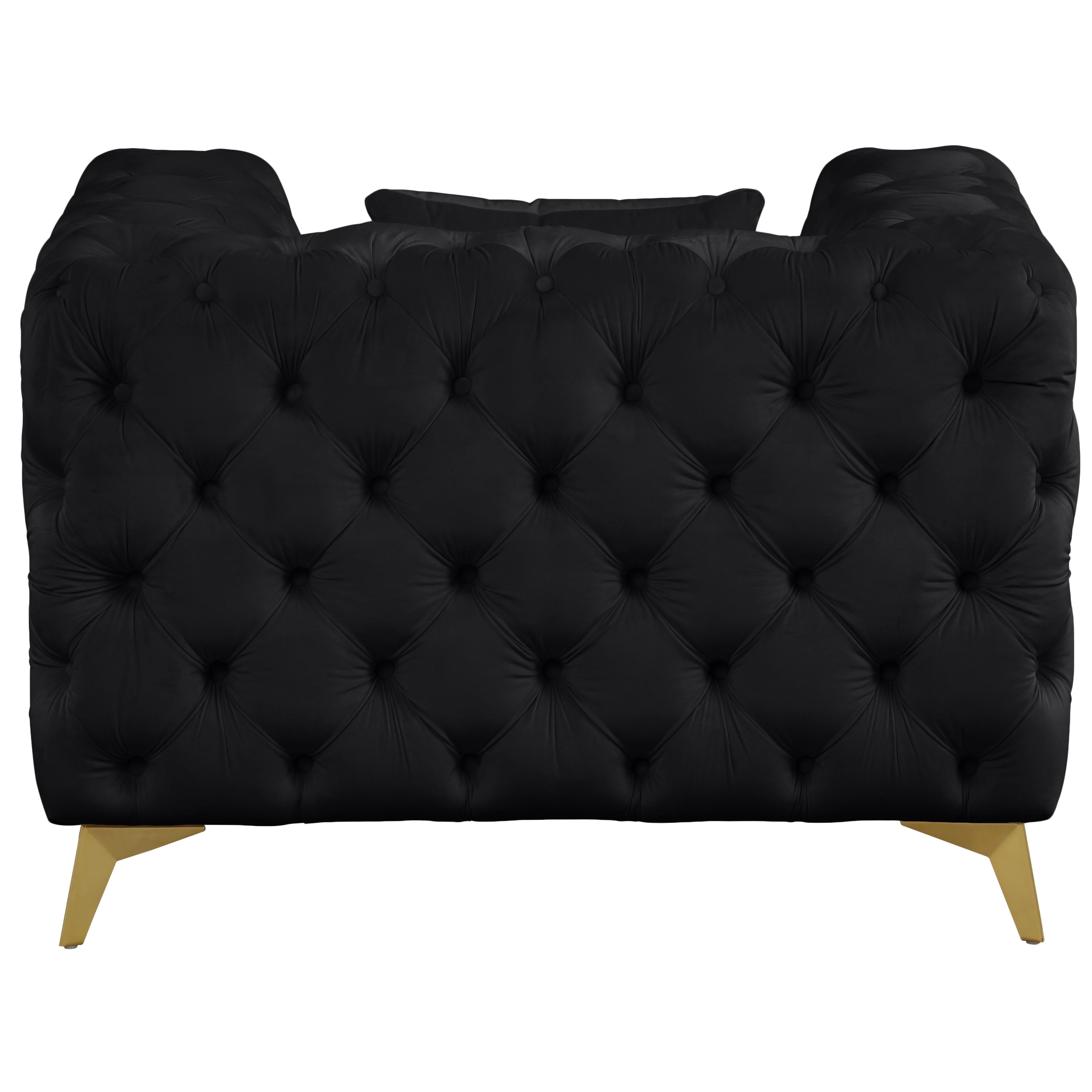 Meridian Kingdom Black Velvet Chair