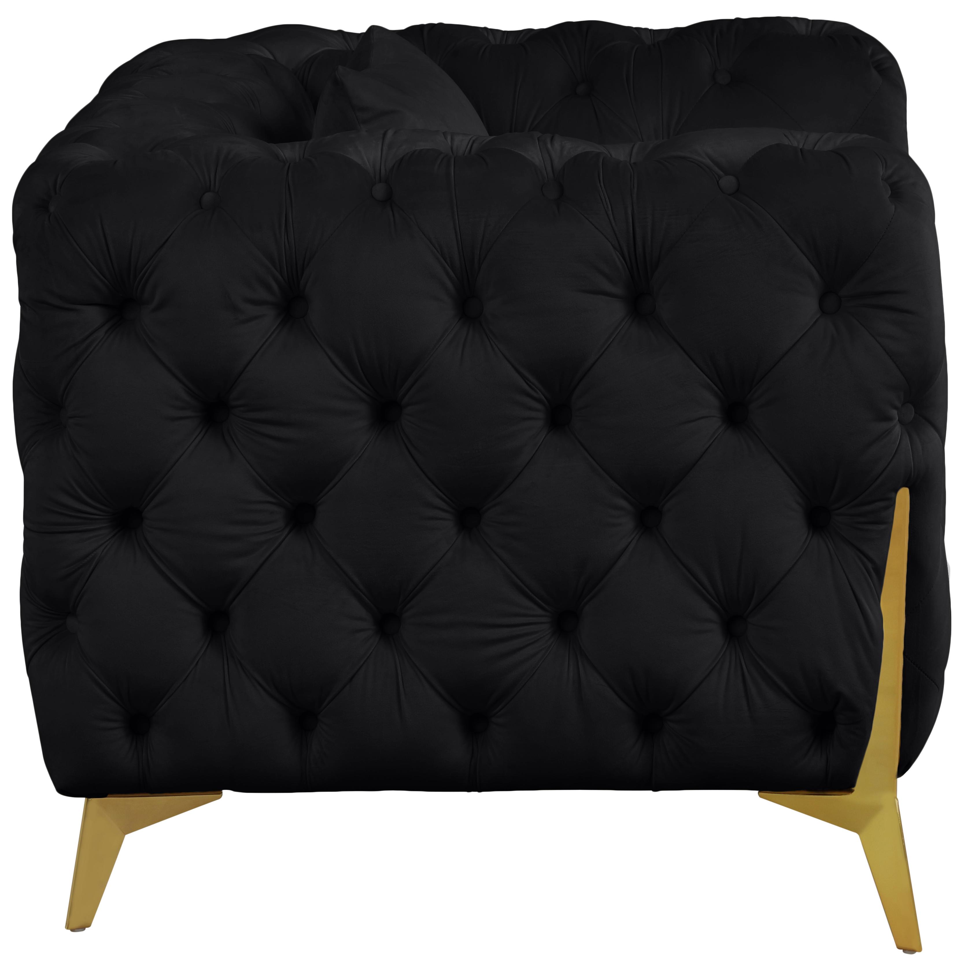 Meridian Kingdom Black Velvet Chair