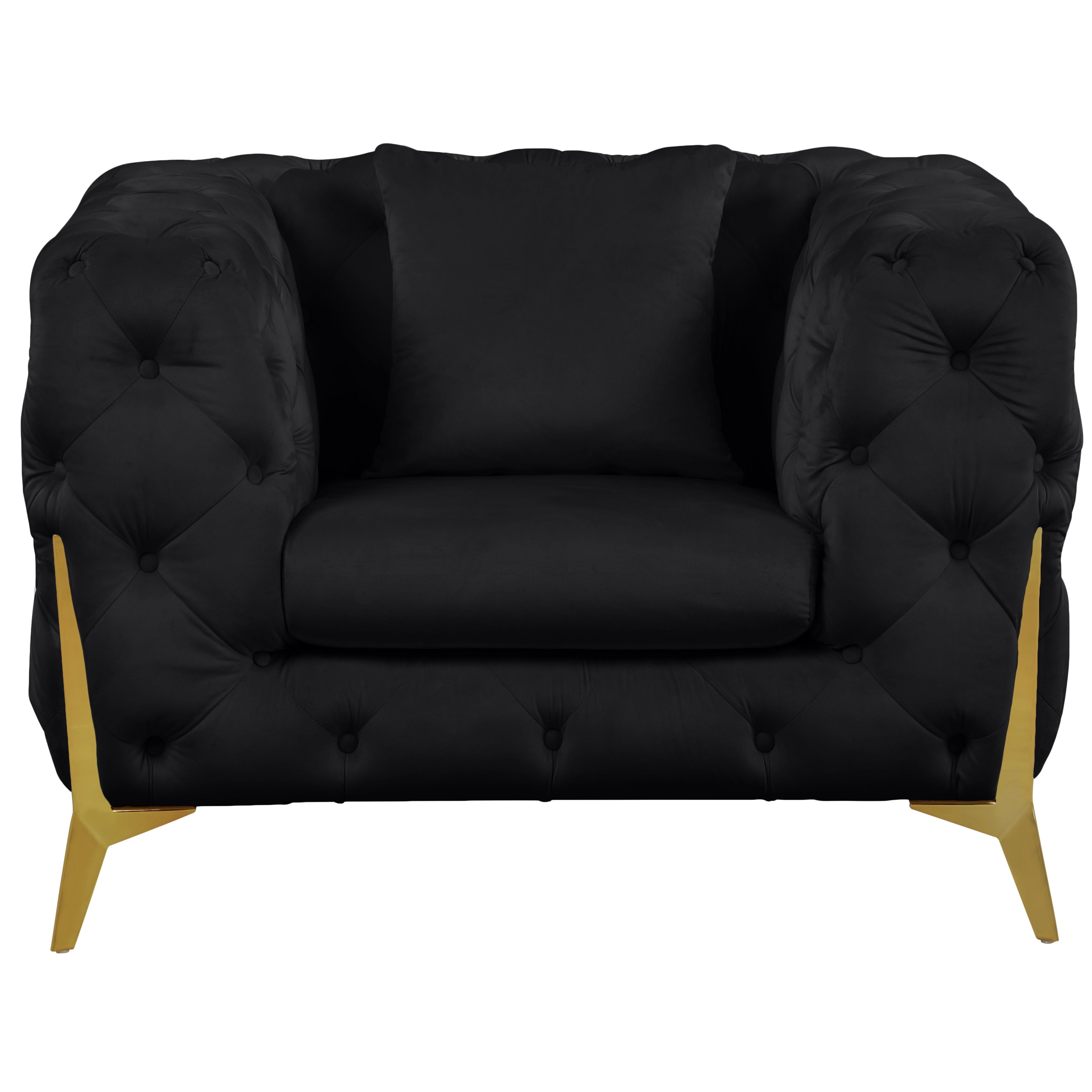 Meridian Kingdom Black Velvet Chair