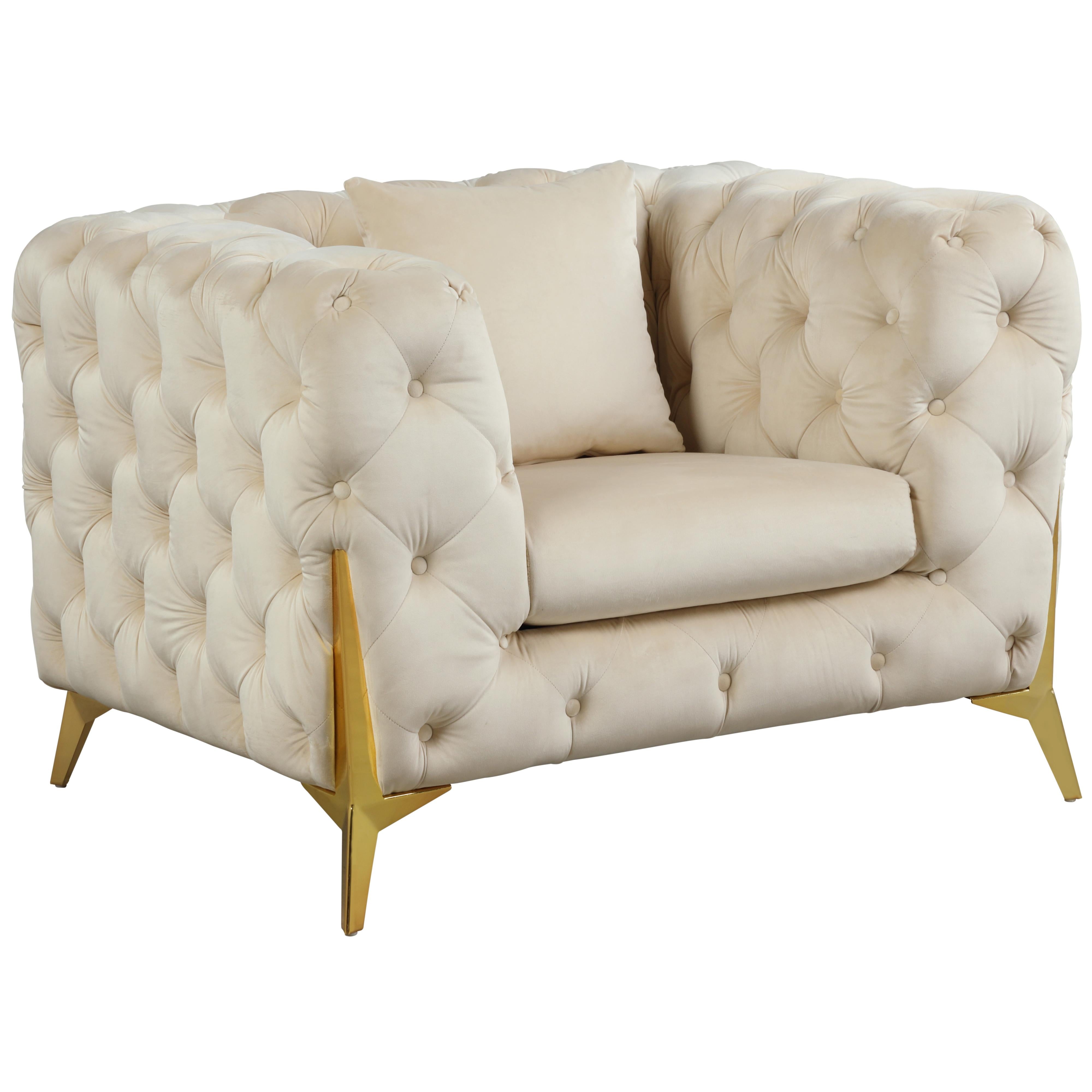 Meridian Kingdom Cream Velvet Chair