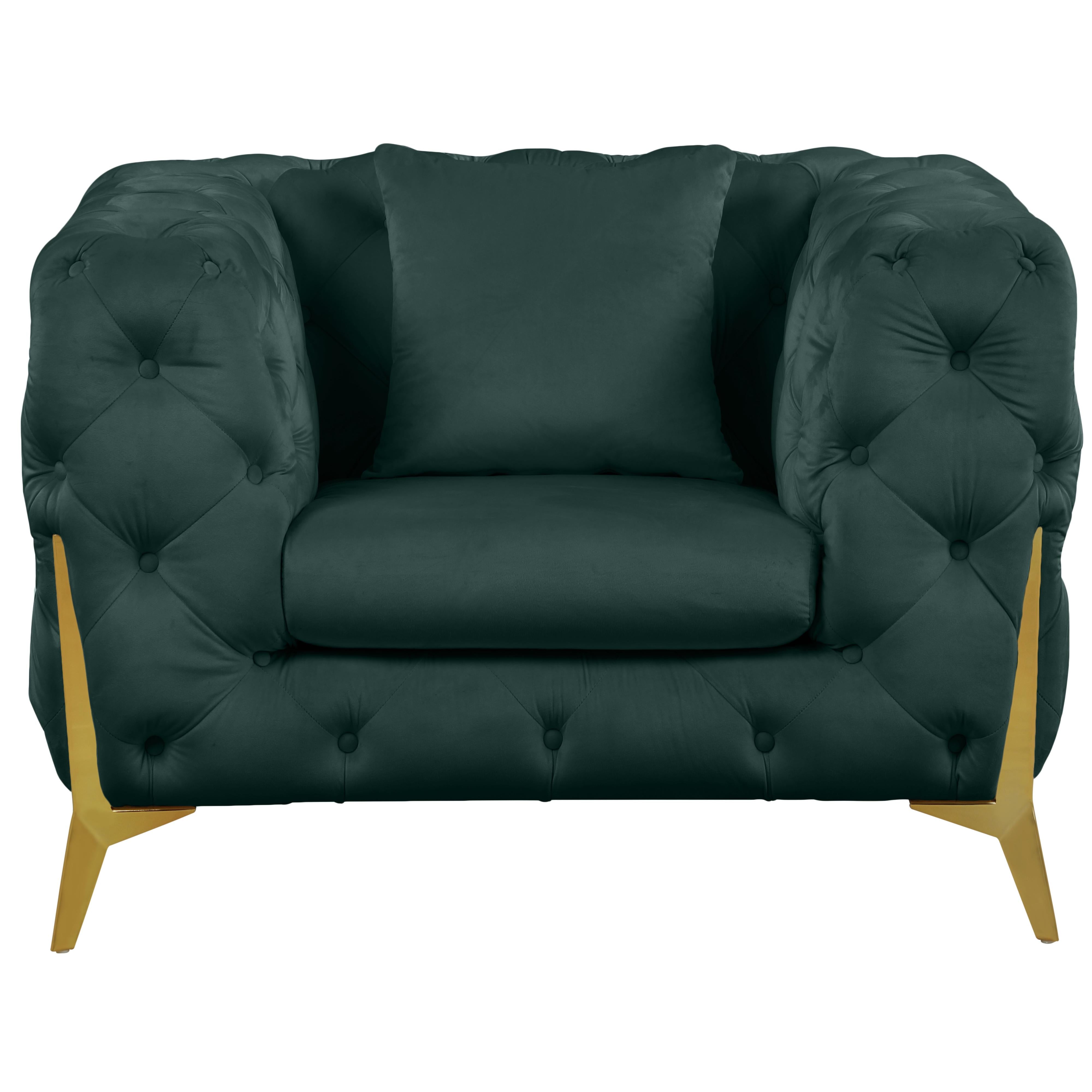 Meridian Kingdom Green Velvet Chair