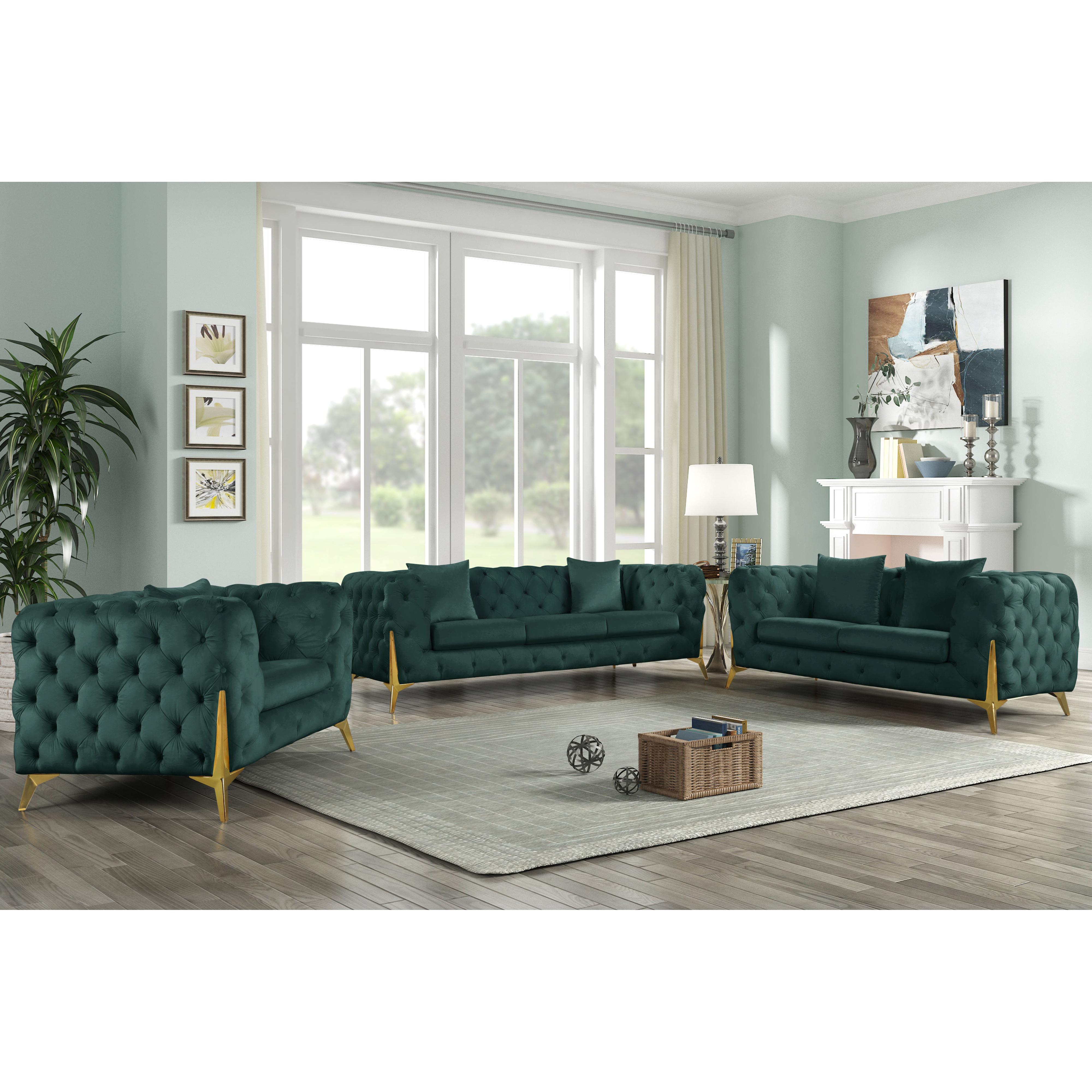 Meridian Kingdom Green Velvet Chair