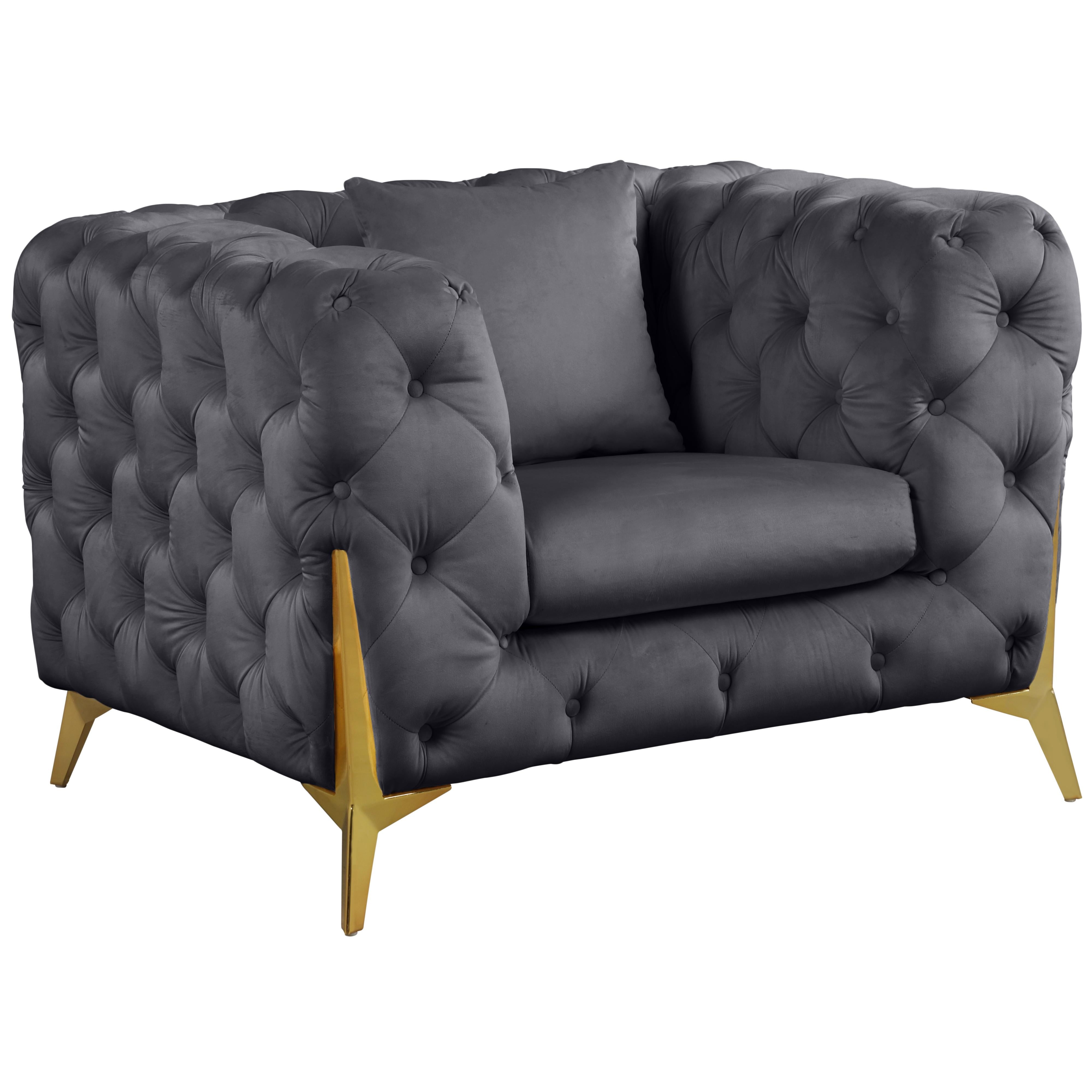 Meridian Kingdom Grey Velvet Chair