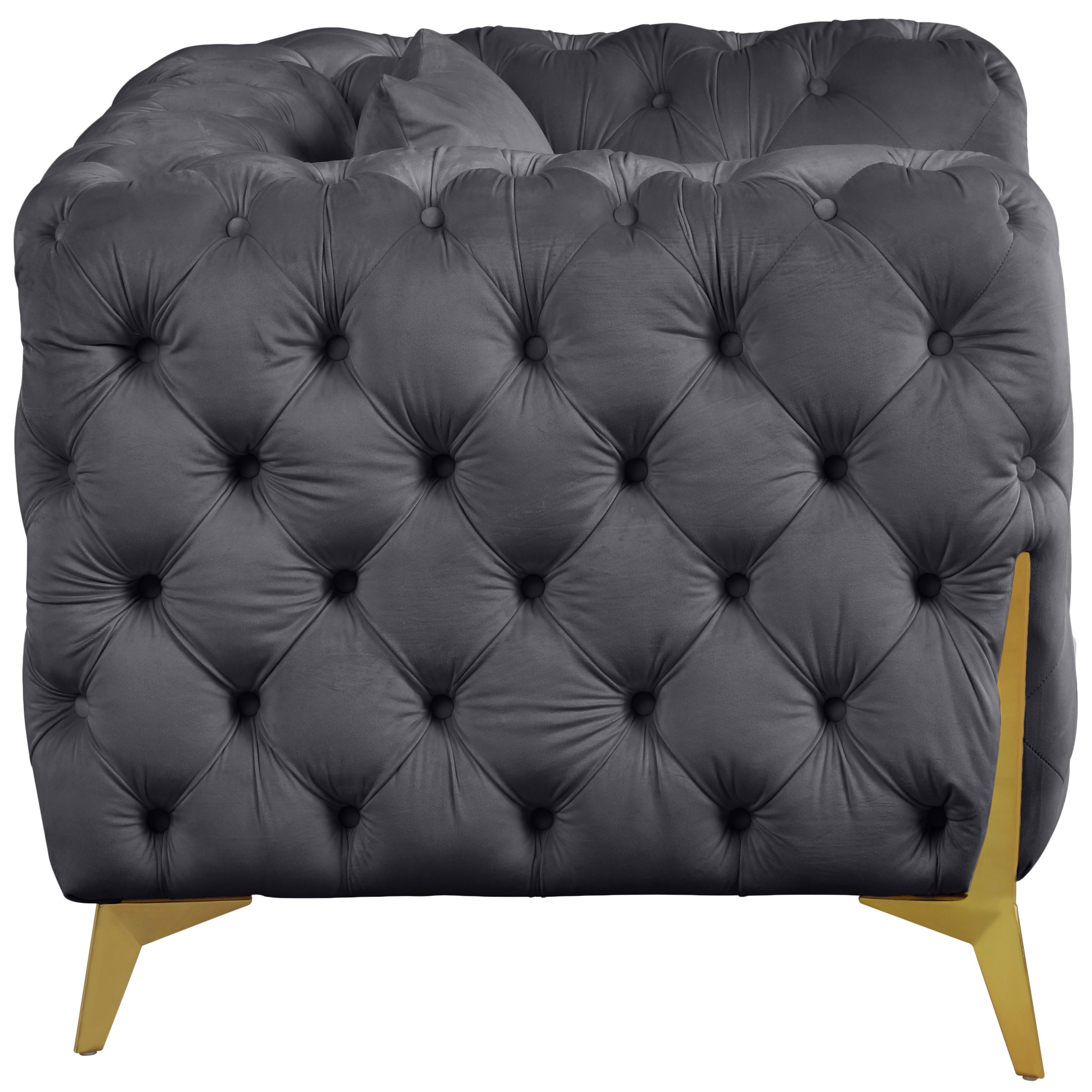 Meridian Kingdom Grey Velvet Chair