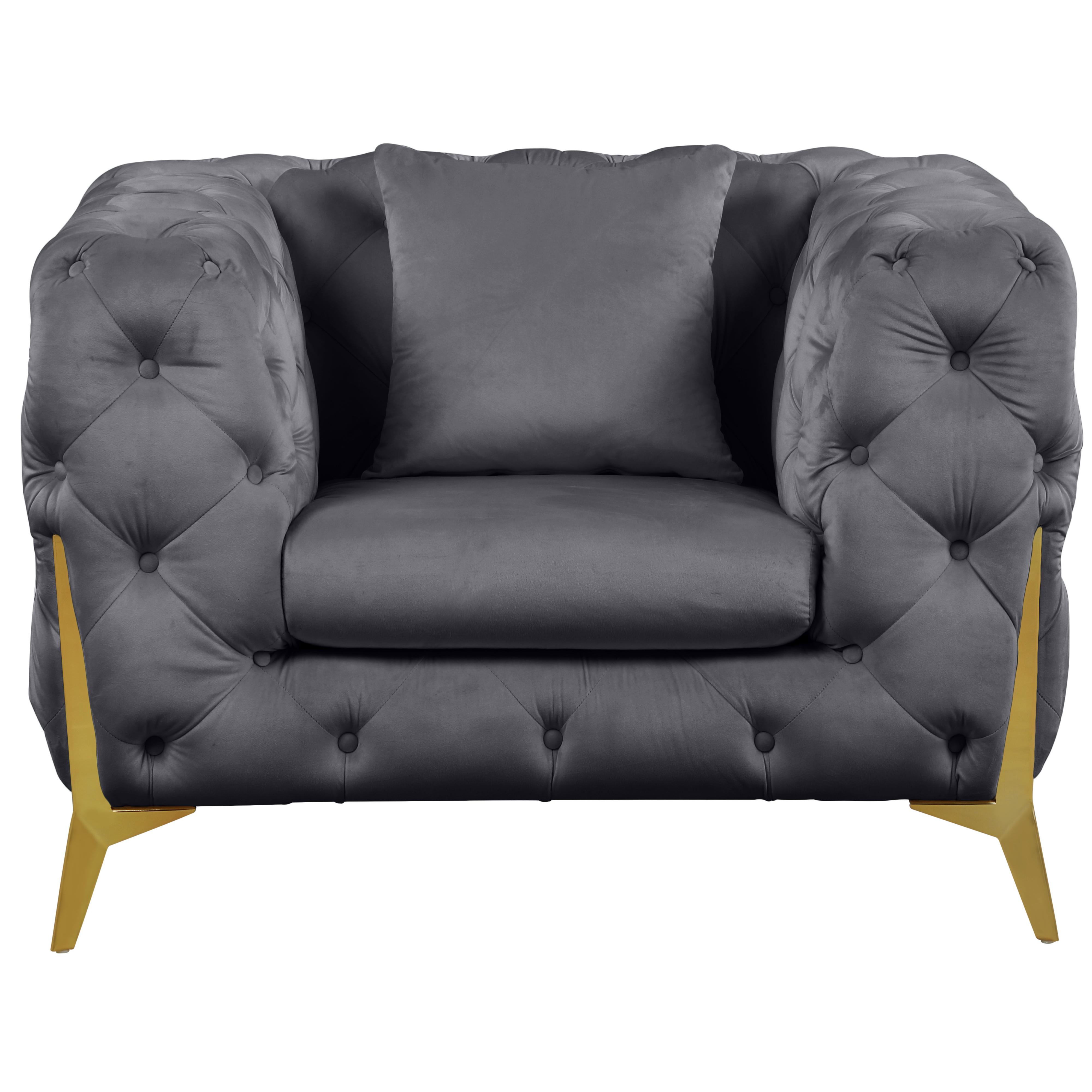 Meridian Kingdom Grey Velvet Chair