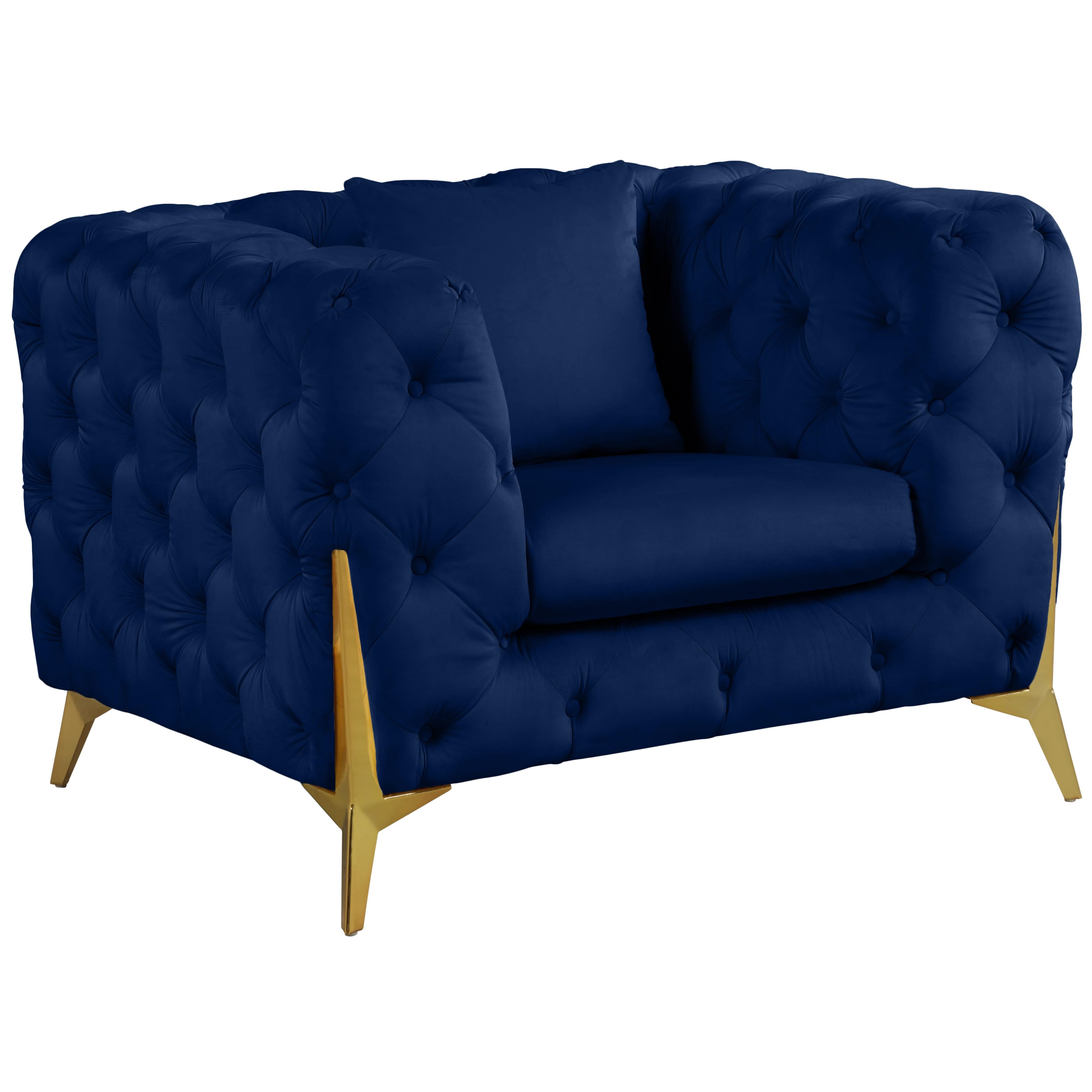 Meridian Kingdom Navy Velvet Chair