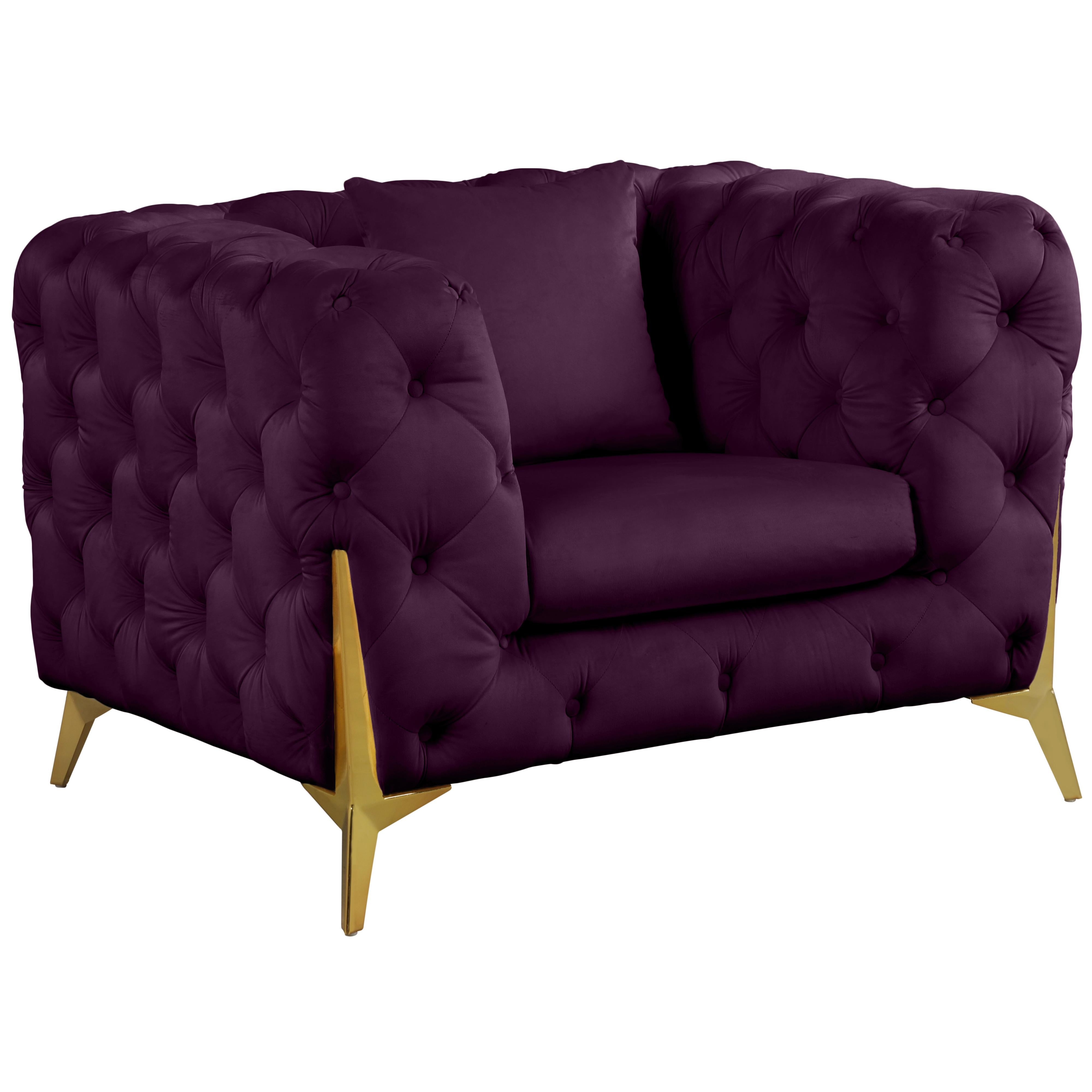 Meridian Kingdom Purple Velvet Chair