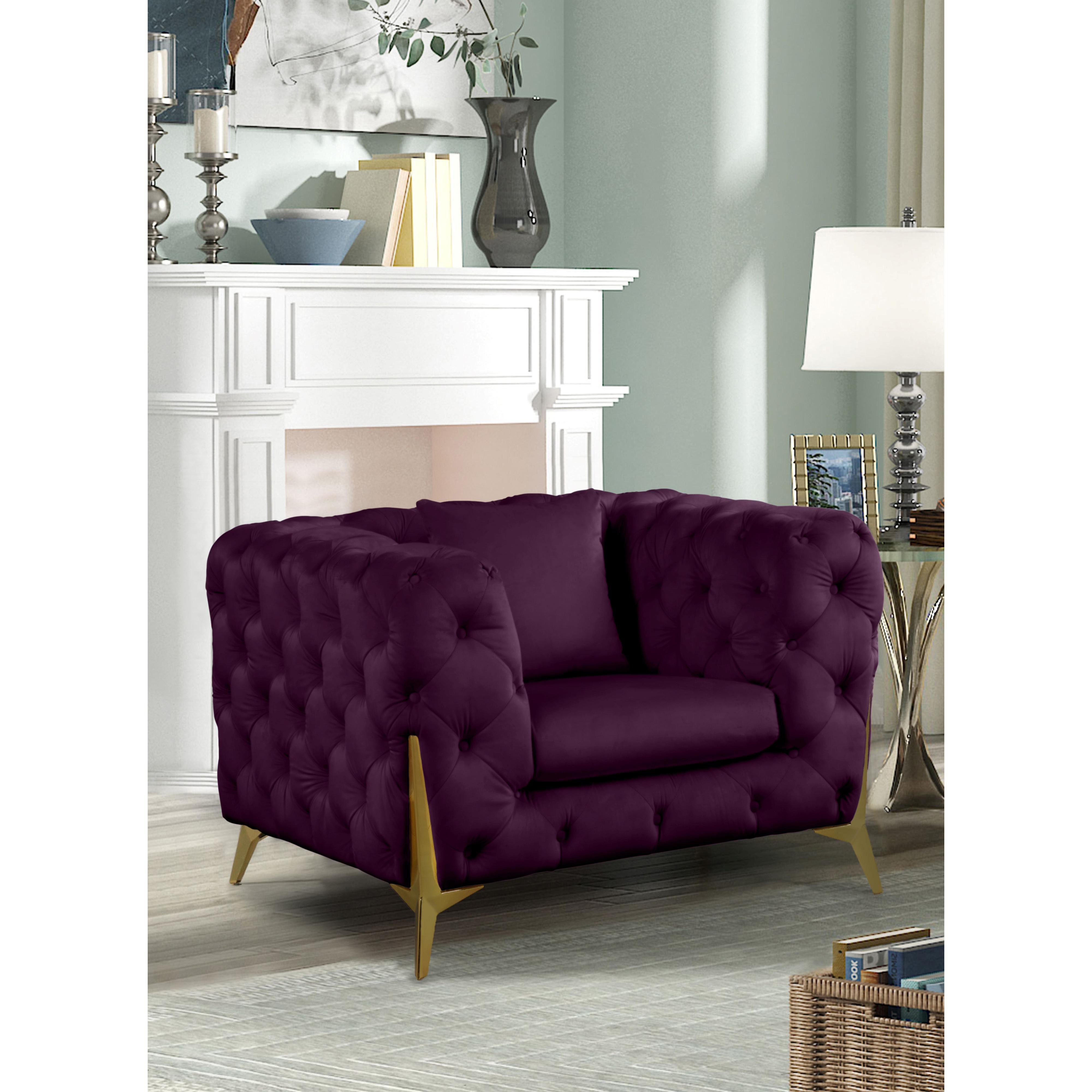 Meridian Kingdom Purple Velvet Chair