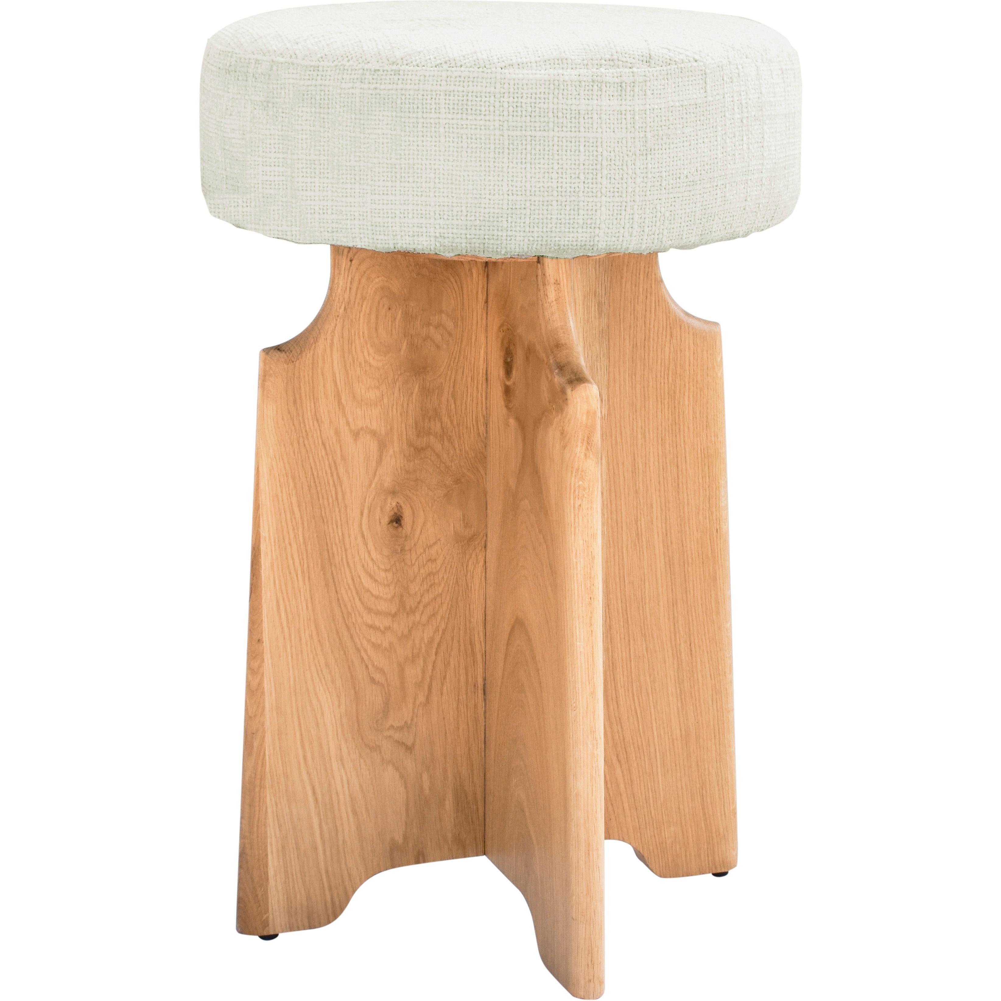 Meridian Jasper Cream Boucle Fabric Stool