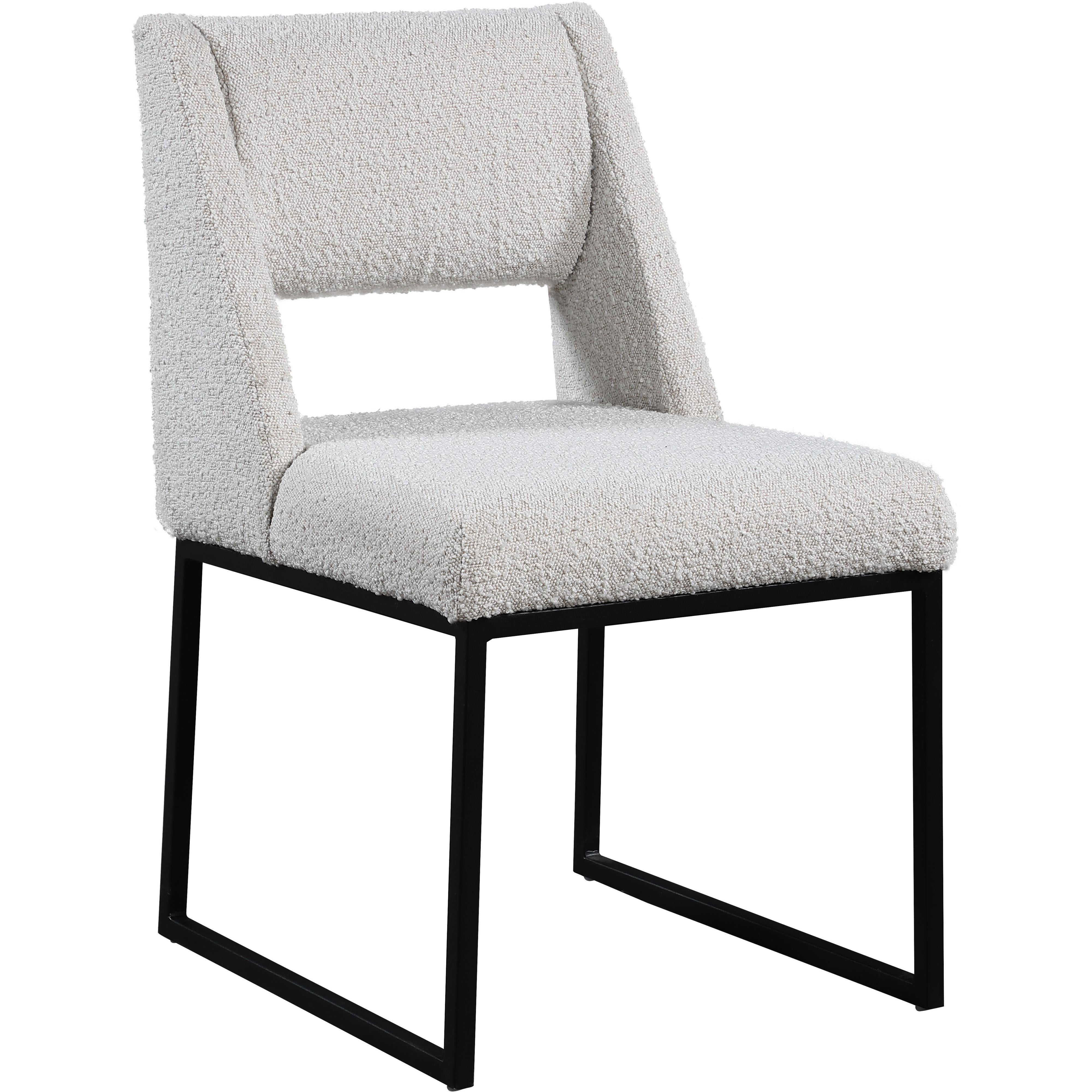 Meridian Jayce Cream Boucle Fabric Dining Chair