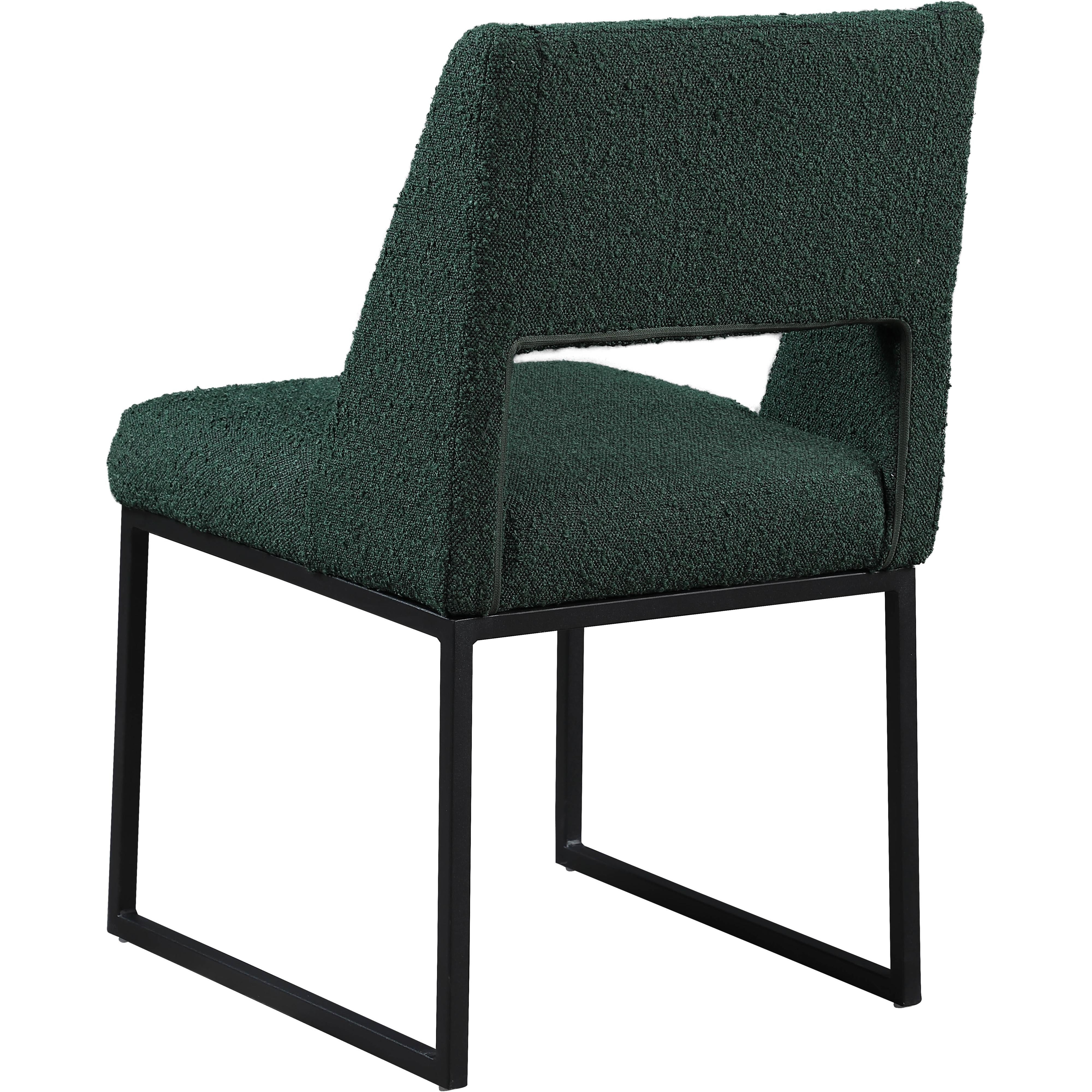 Meridian Jayce Green Boucle Fabric Dining Chair