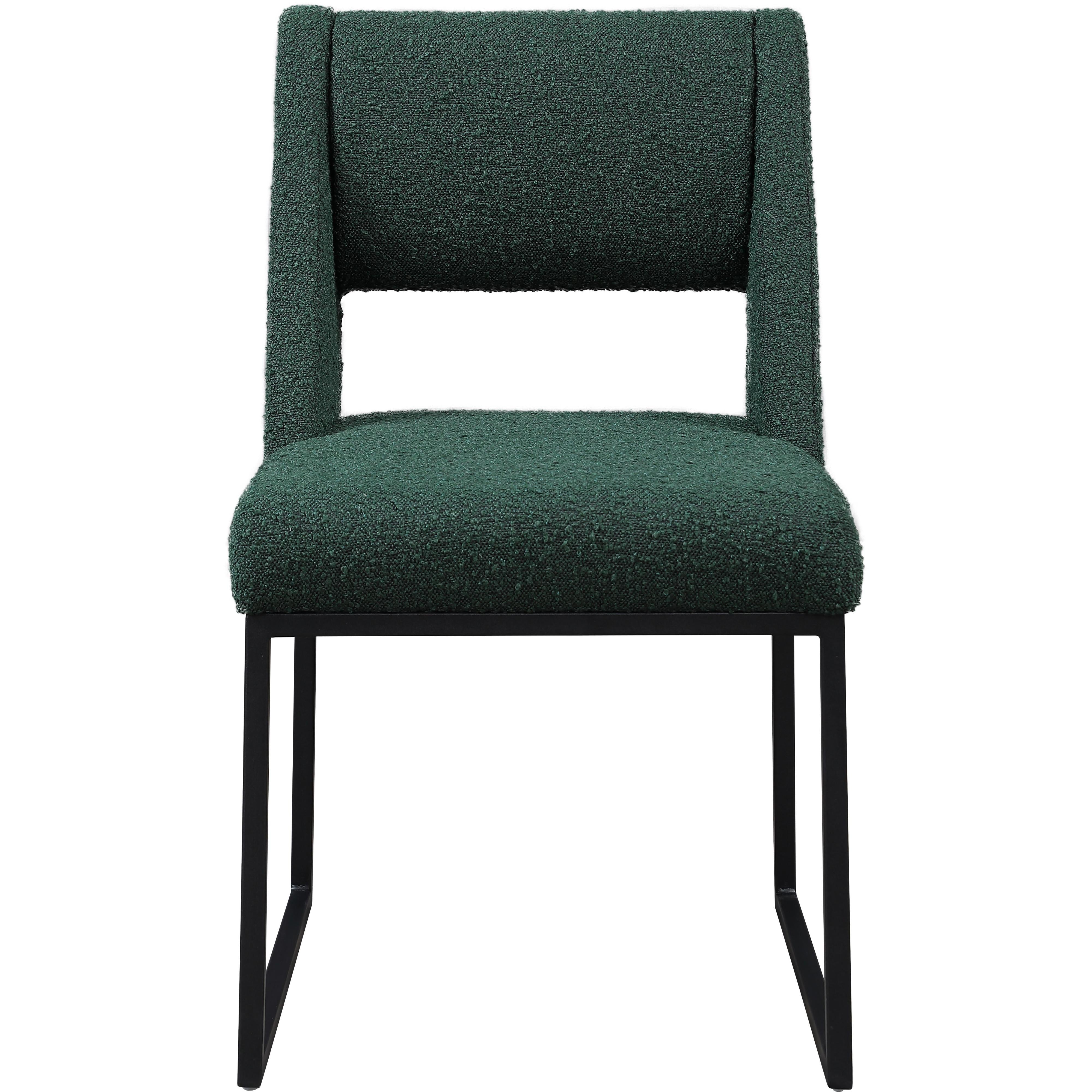 Meridian Jayce Green Boucle Fabric Dining Chair