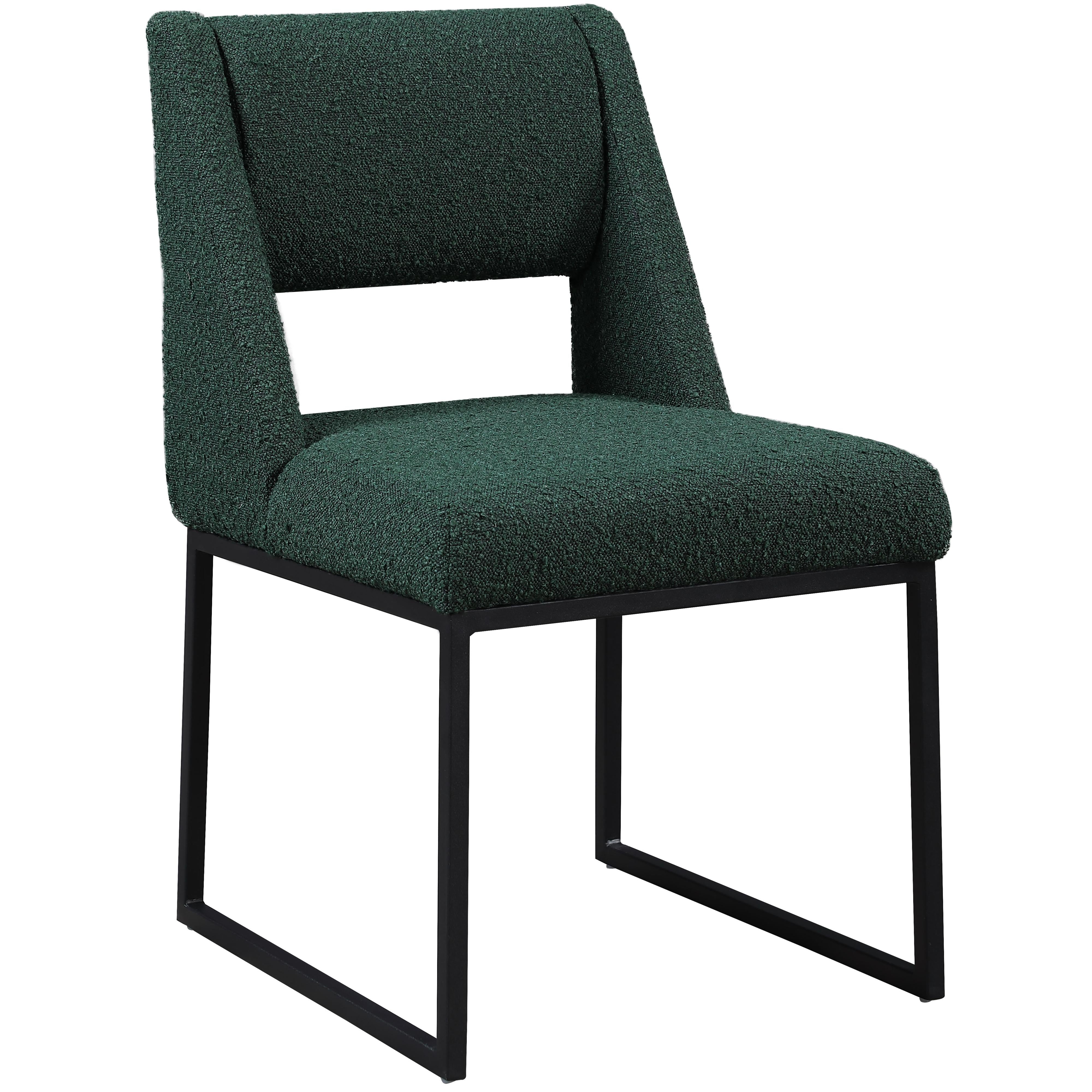 Meridian Jayce Green Boucle Fabric Dining Chair