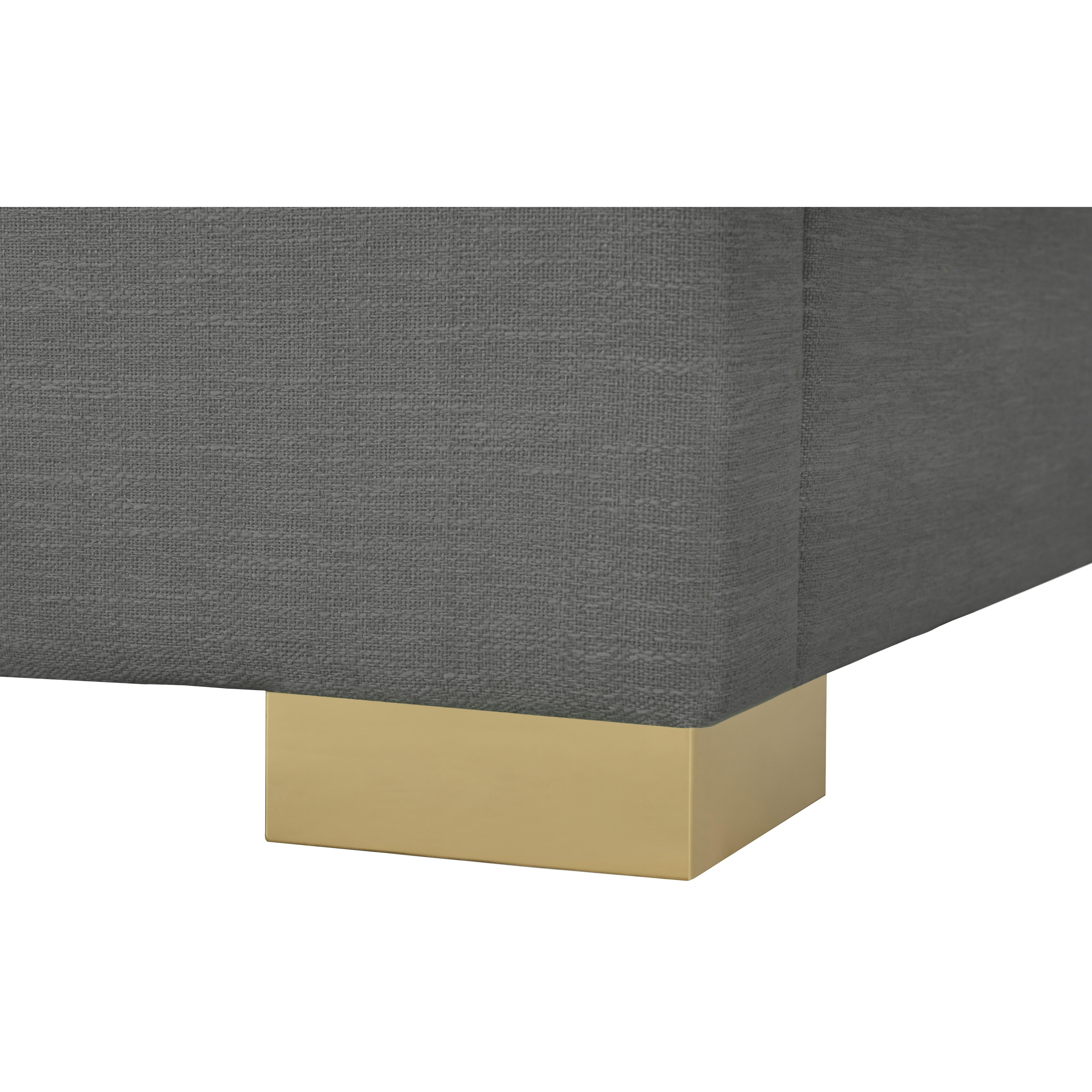 Meridian Crosby Grey Linen Textured Fabric Queen Bed