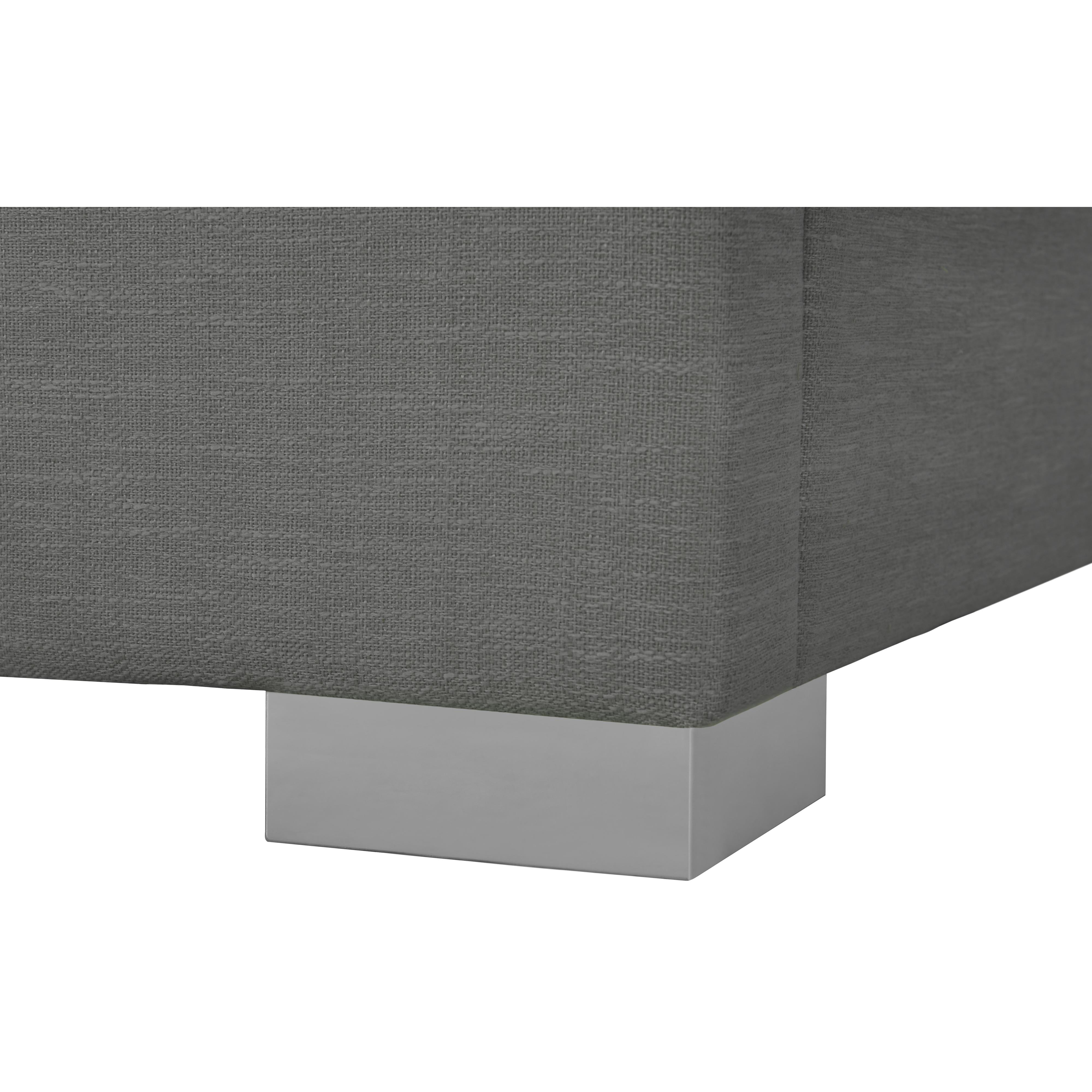 Meridian Crosby Grey Linen Textured Fabric Queen Bed