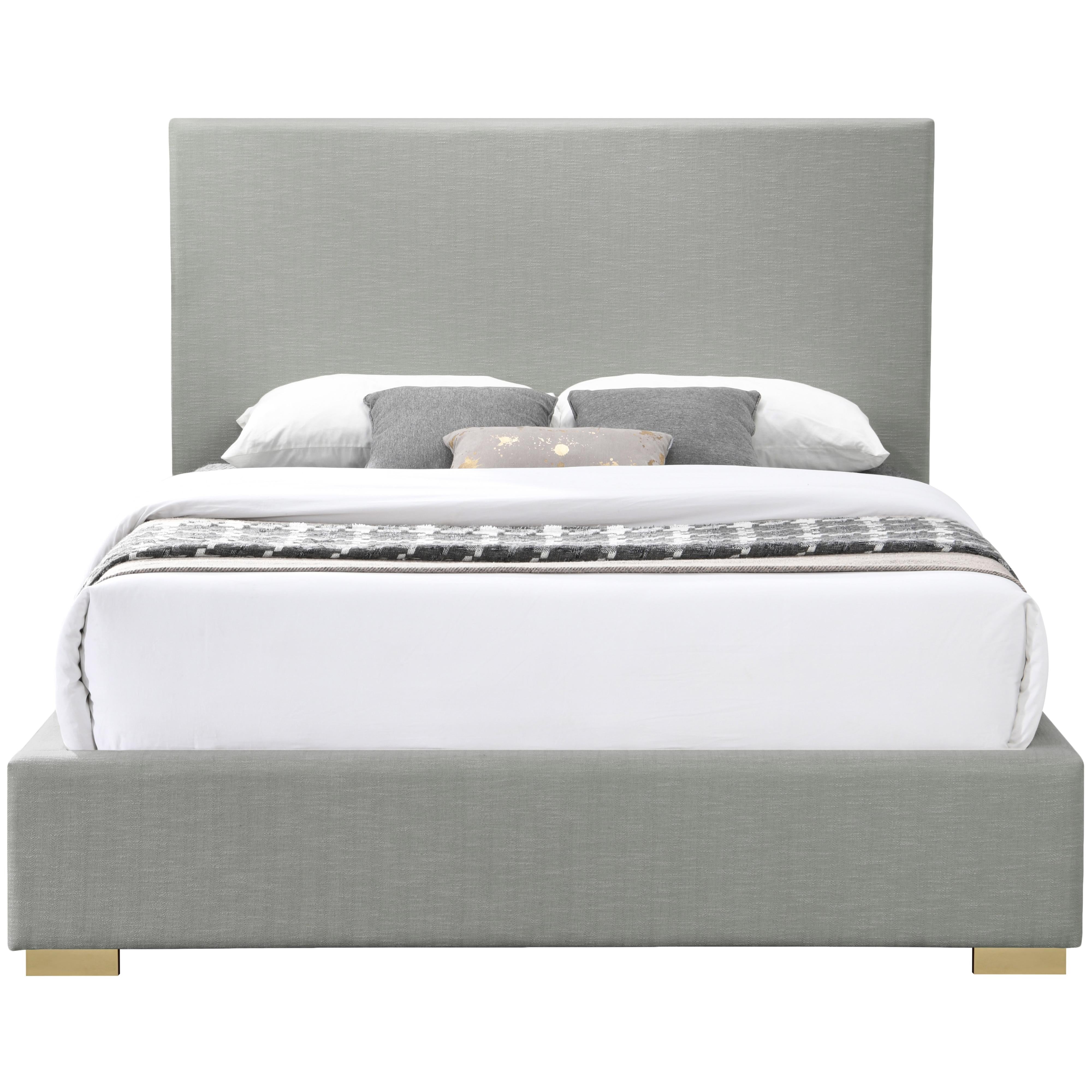 Meridian Crosby Grey Linen Textured Fabric Queen Bed