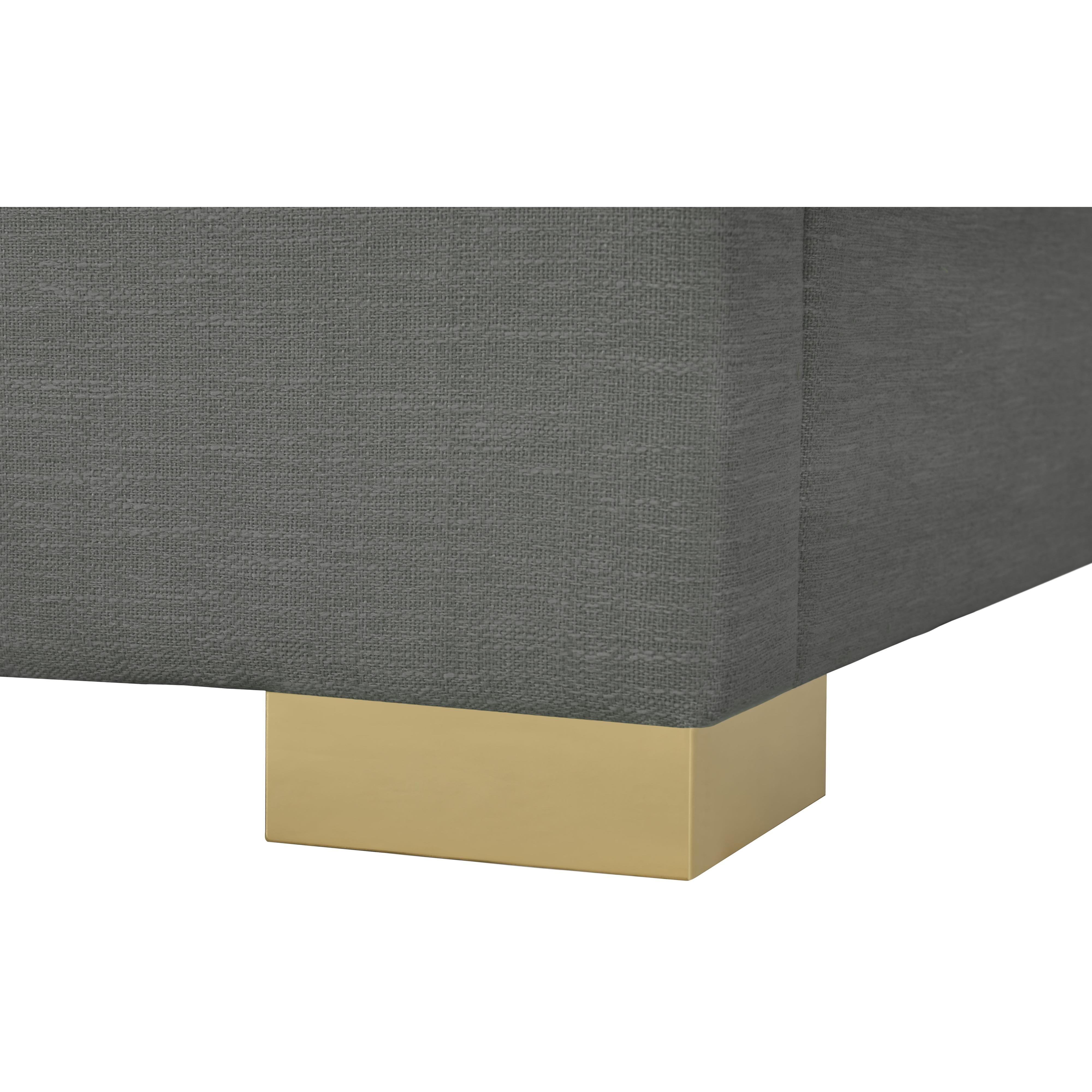 Meridian Crosby Grey Linen Textured Fabric Twin Bed