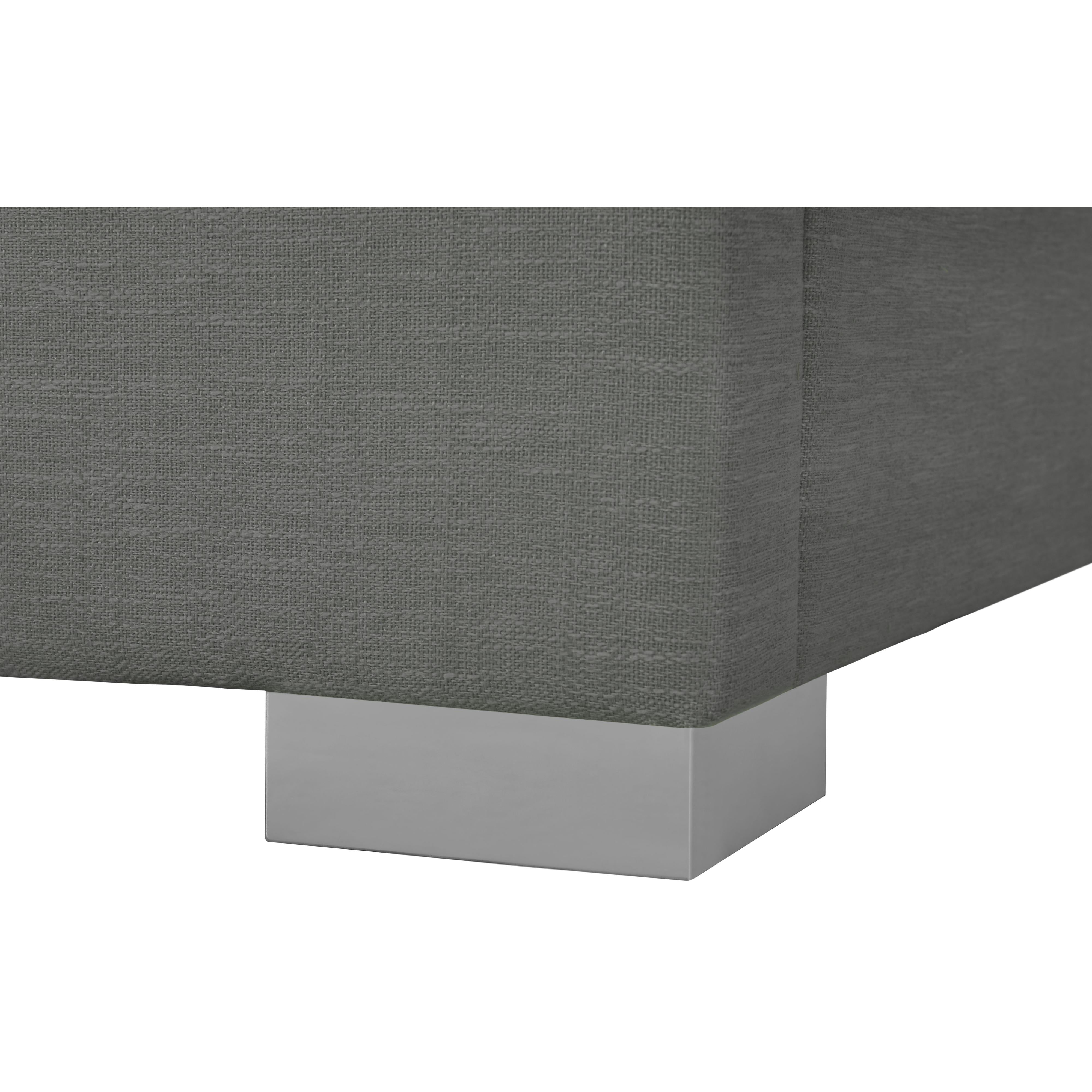 Meridian Crosby Grey Linen Textured Fabric Twin Bed