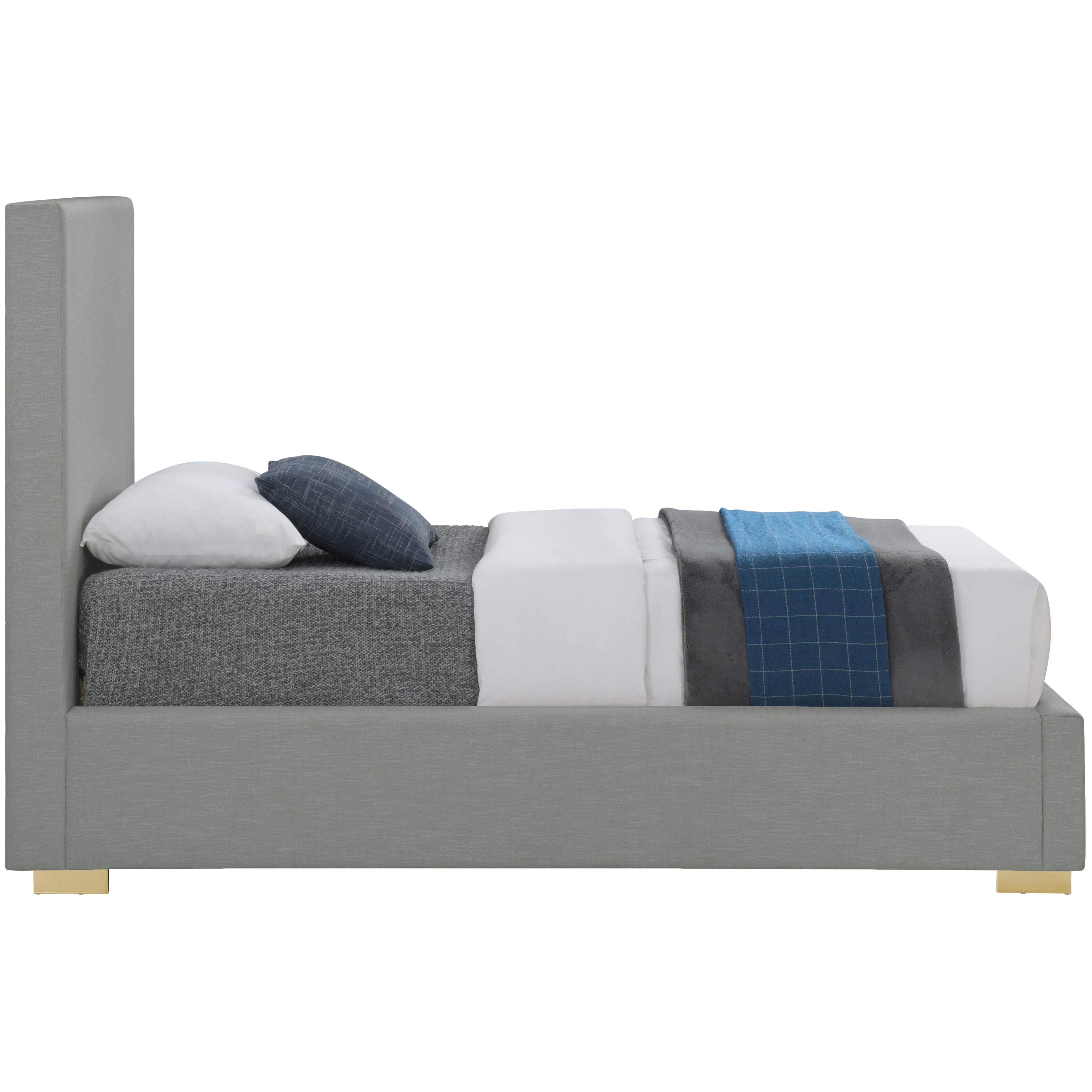 Meridian Crosby Grey Linen Textured Fabric Twin Bed