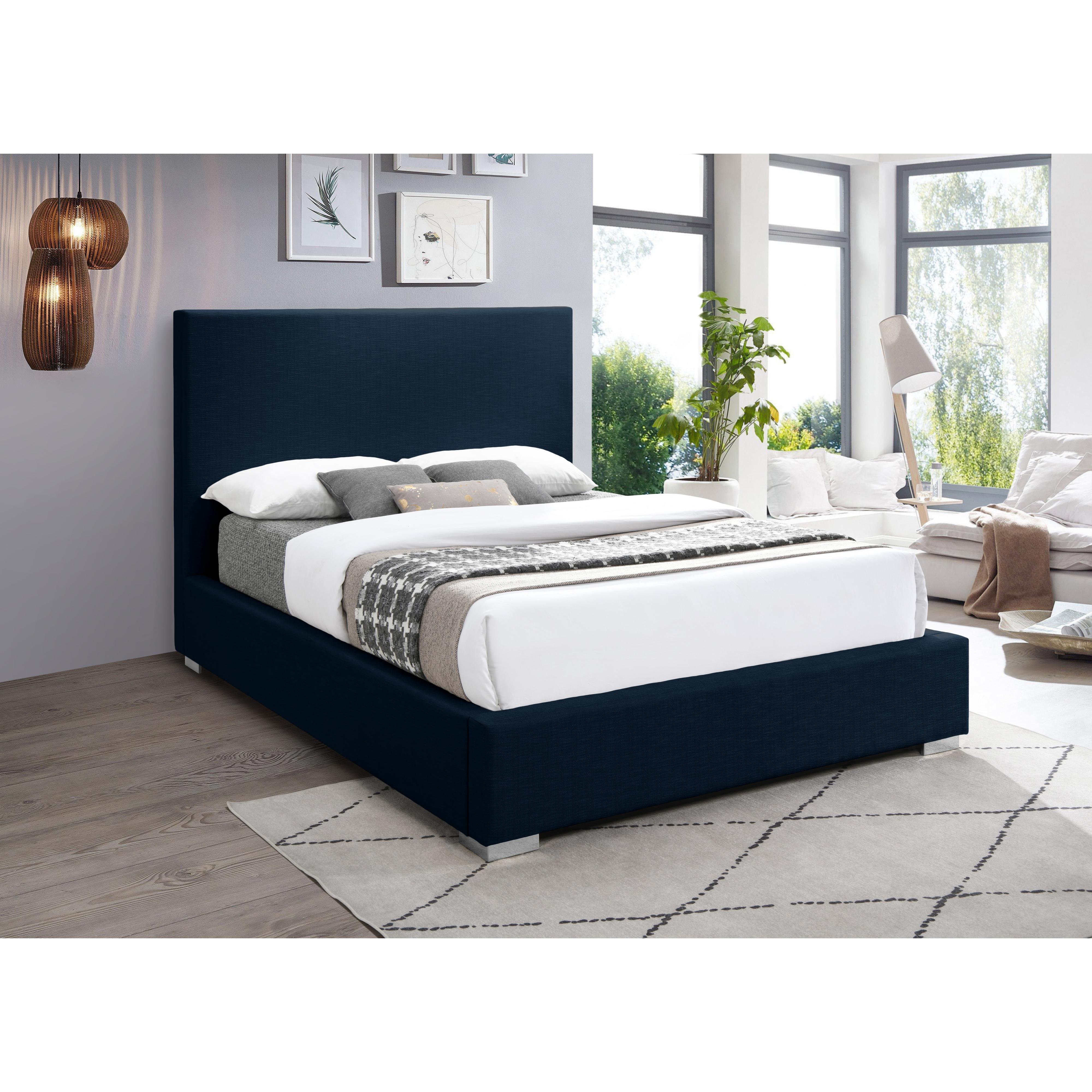Meridian Crosby Navy Linen Textured Fabric Full Bed