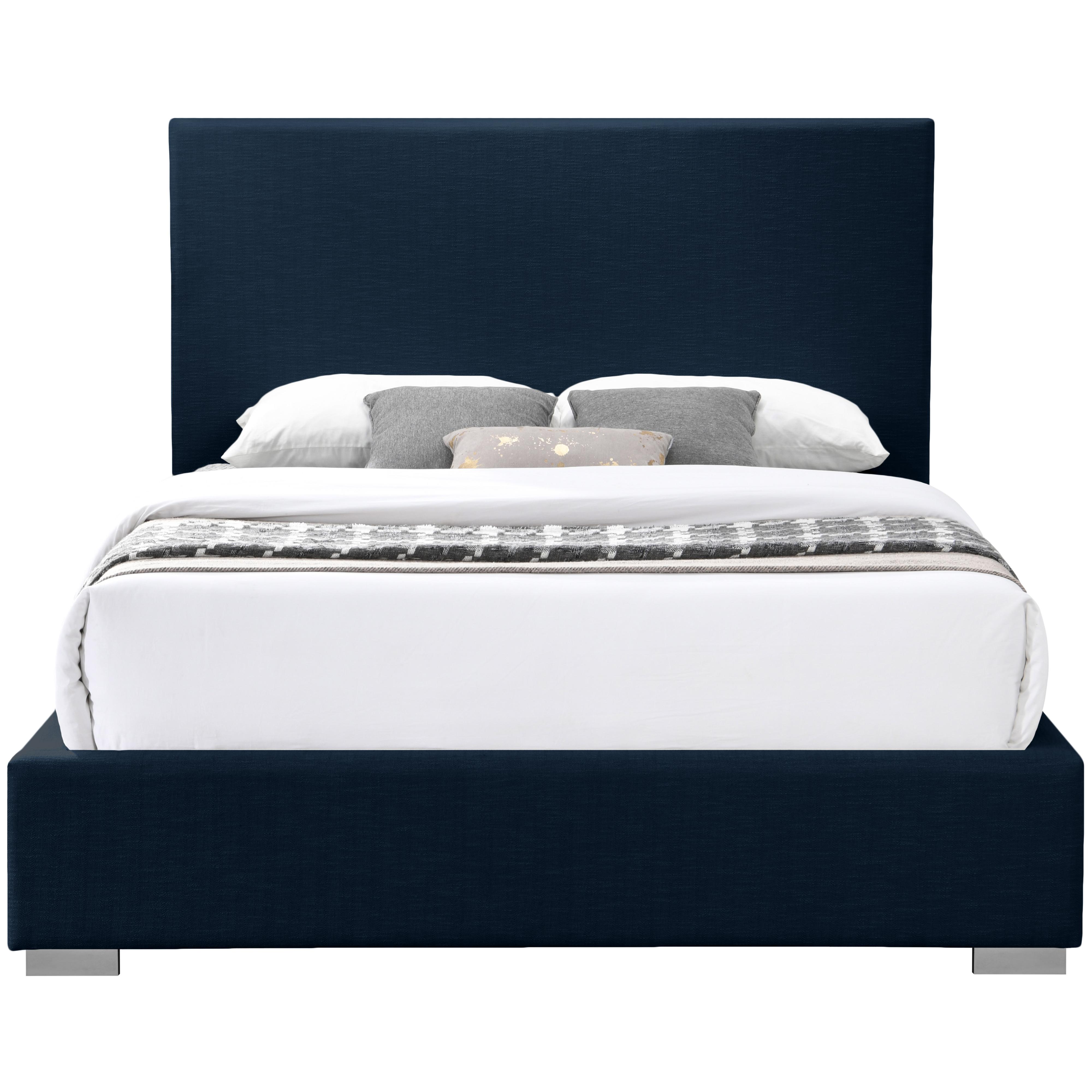 Meridian Crosby Navy Linen Textured Fabric King Bed