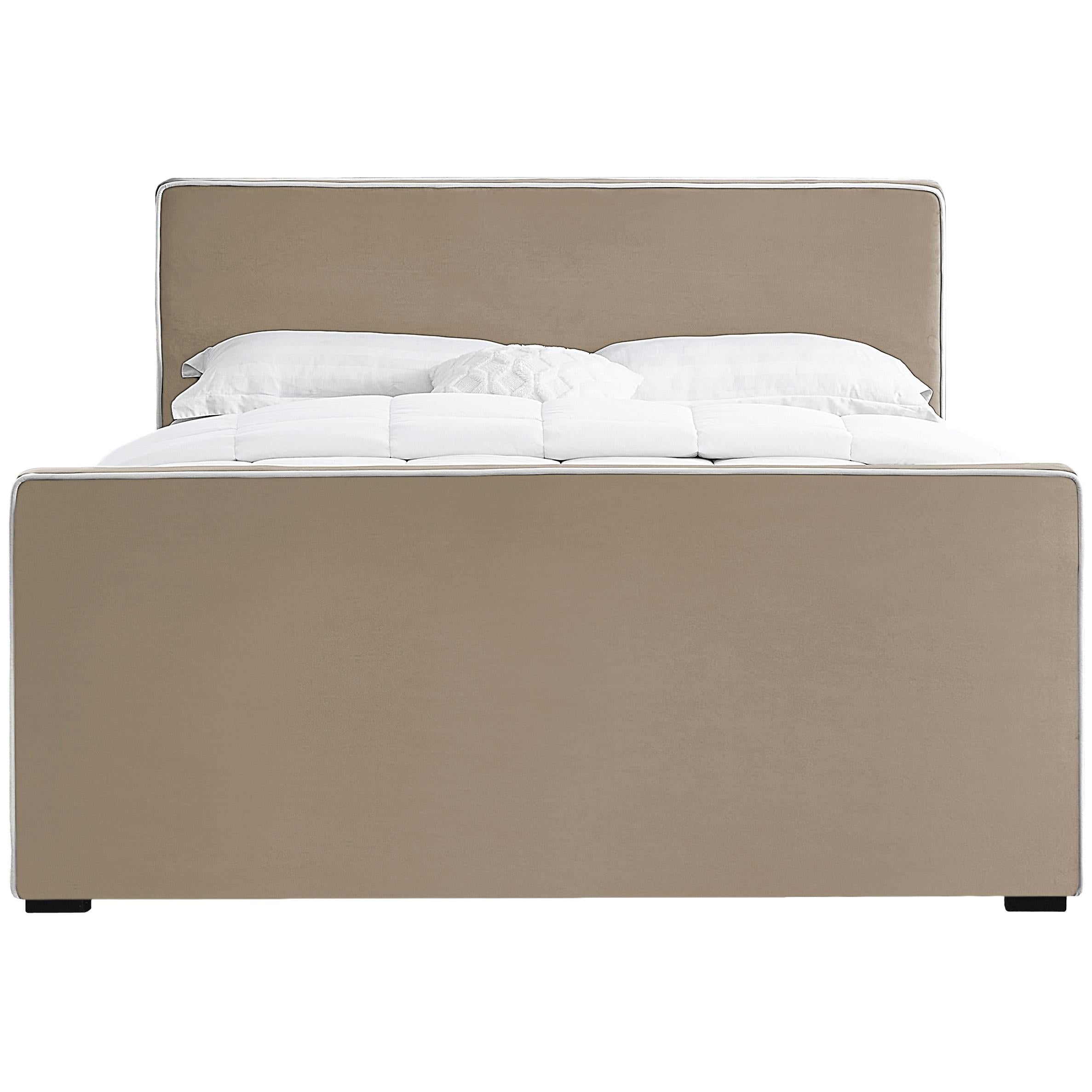 Meridian Dillard Beige Velvet Full Bed