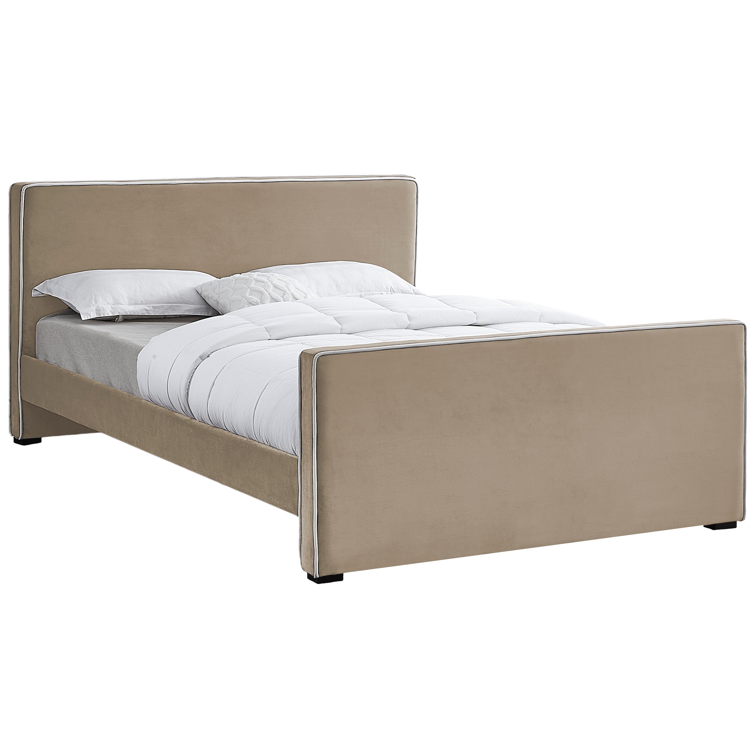 Meridian Dillard Beige Velvet King Bed