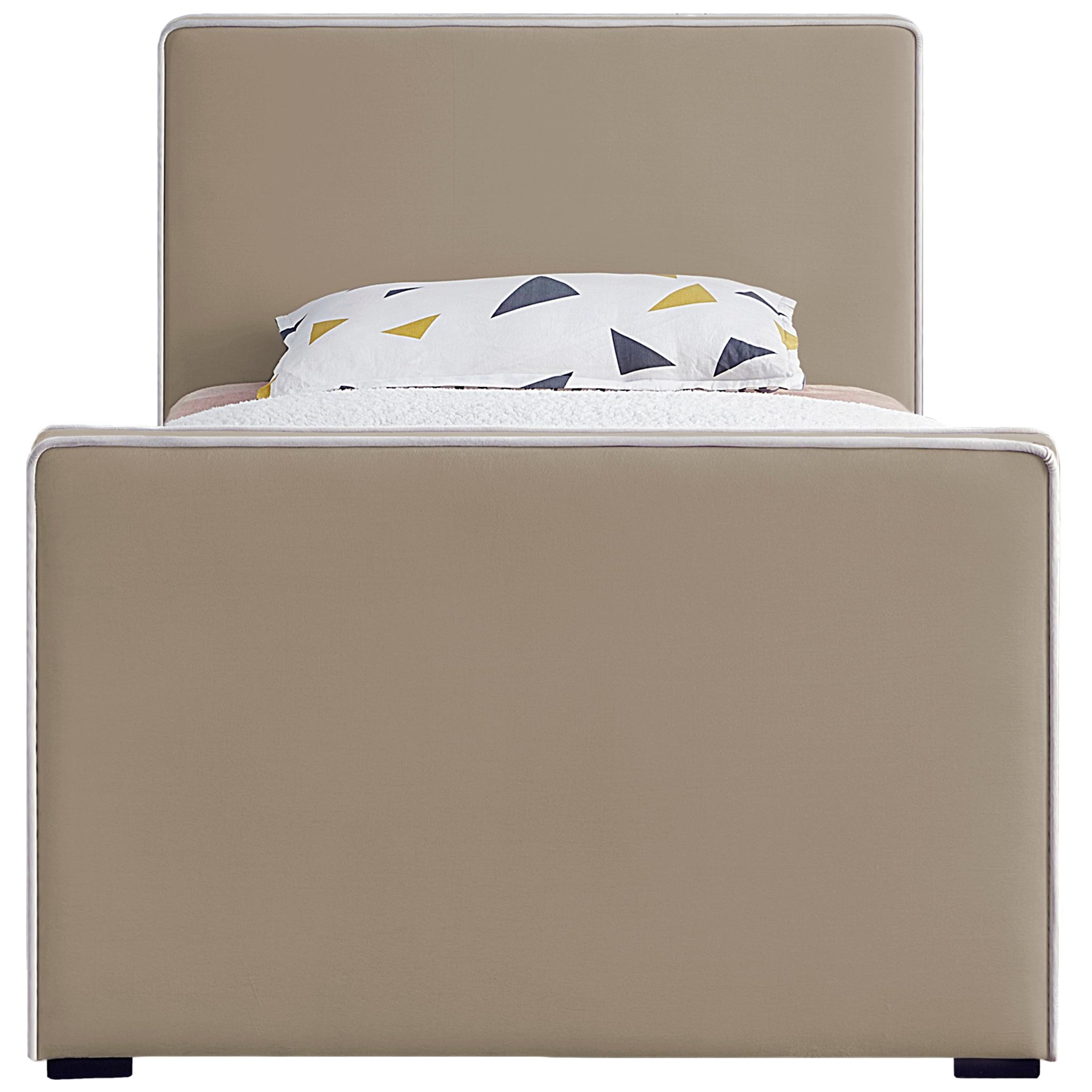 Meridian Dillard Beige Velvet Twin Bed