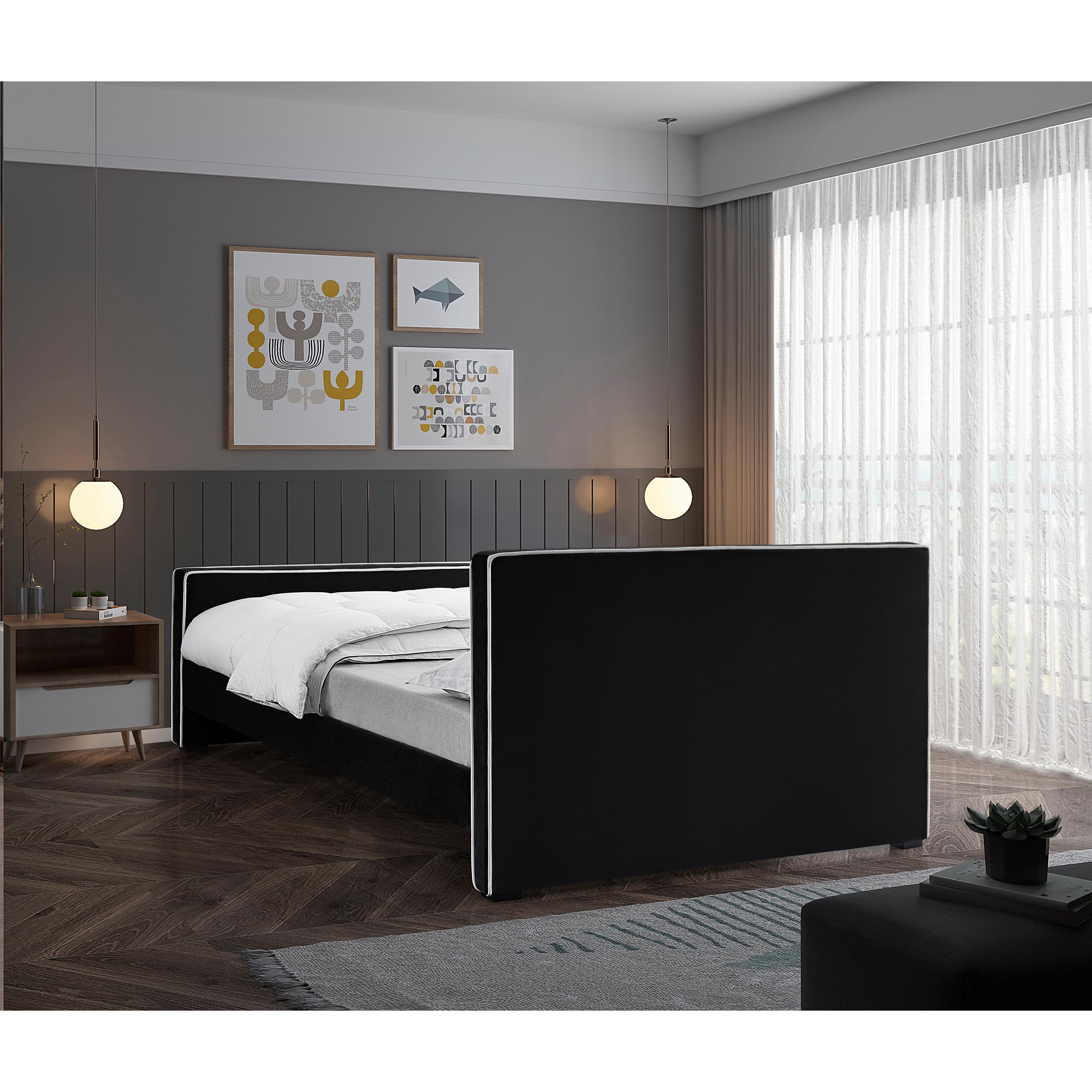 Meridian Dillard Black Velvet Full Bed