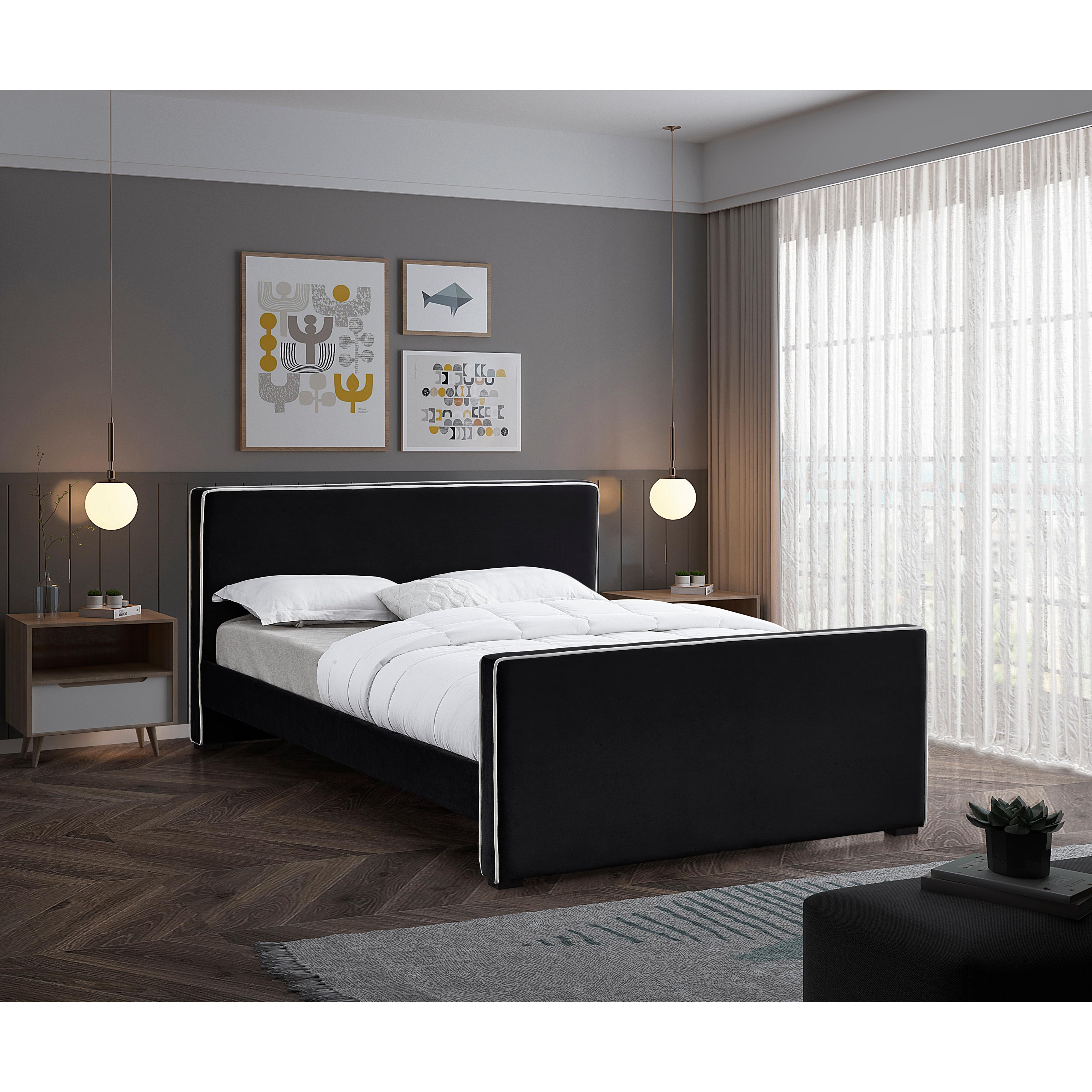 Meridian Dillard Black Velvet King Bed