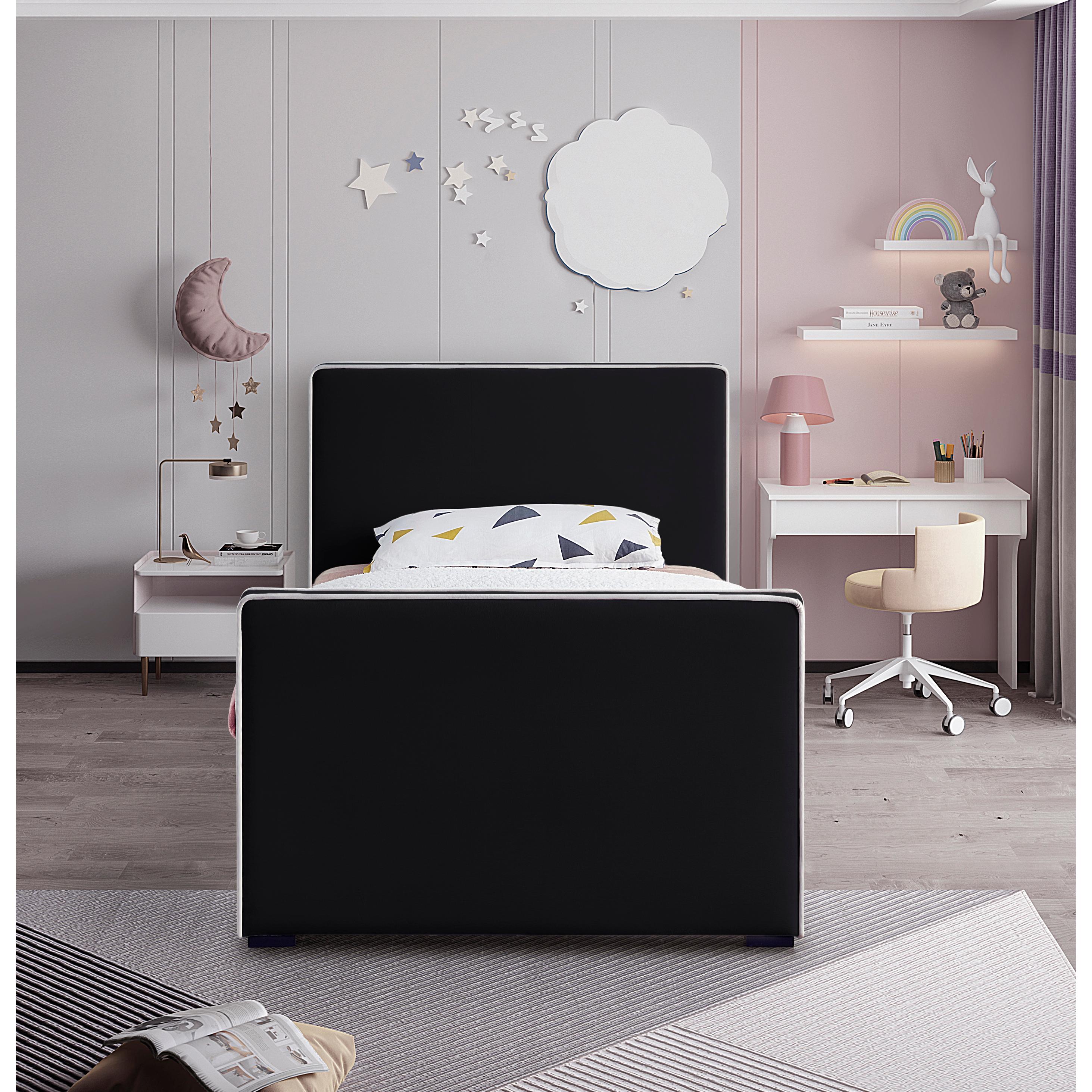 Meridian Dillard Black Velvet Twin Bed