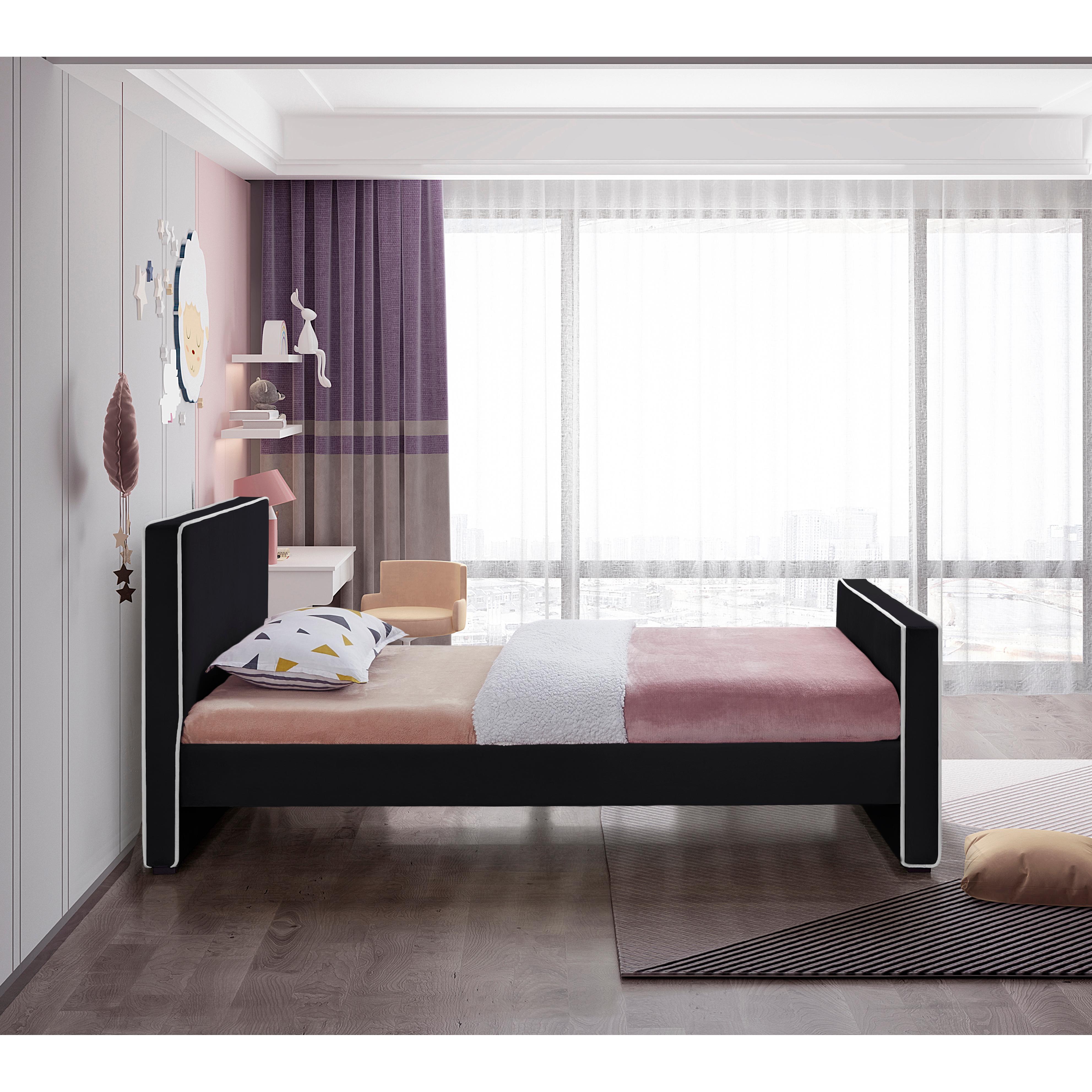 Meridian Dillard Black Velvet Twin Bed
