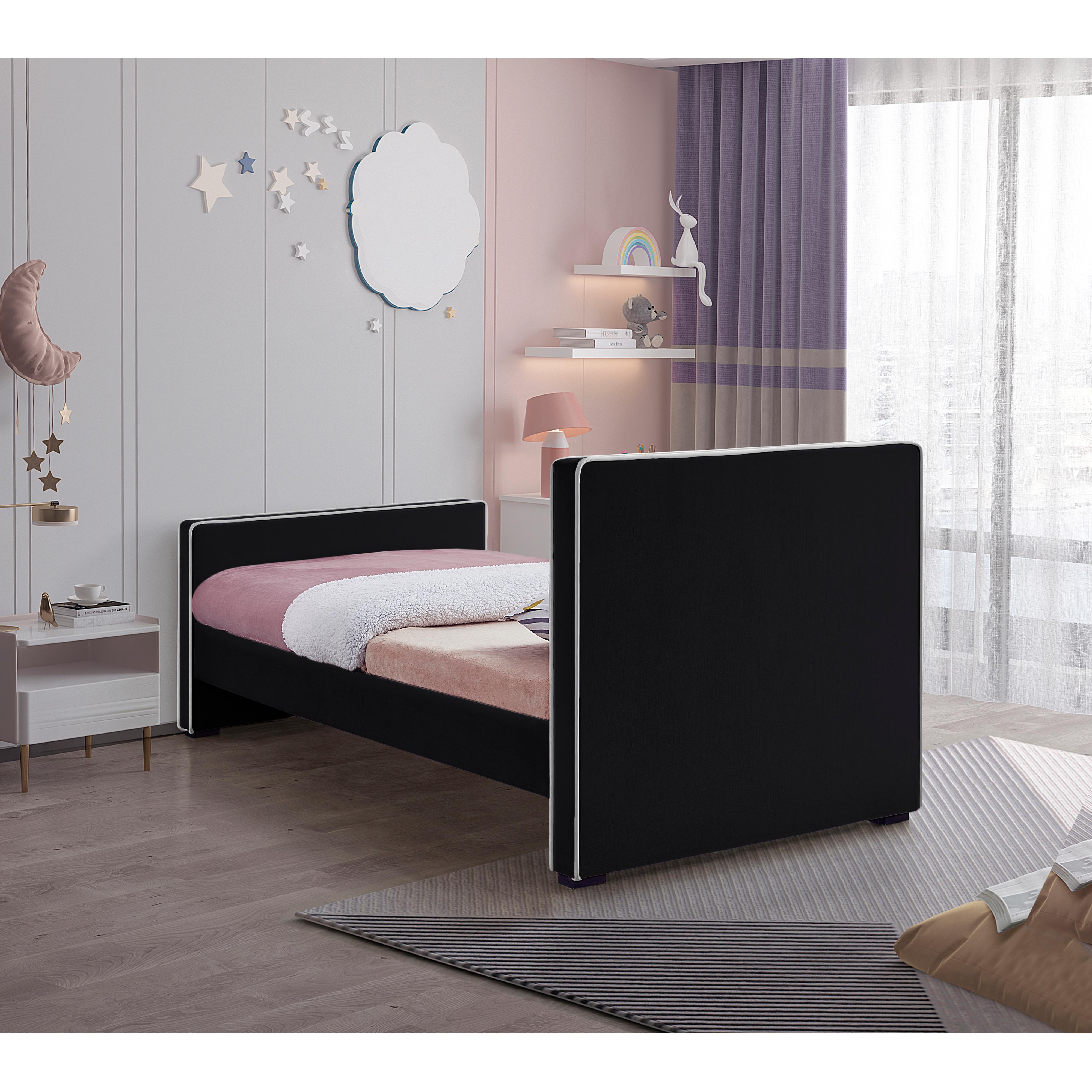 Meridian Dillard Black Velvet Twin Bed