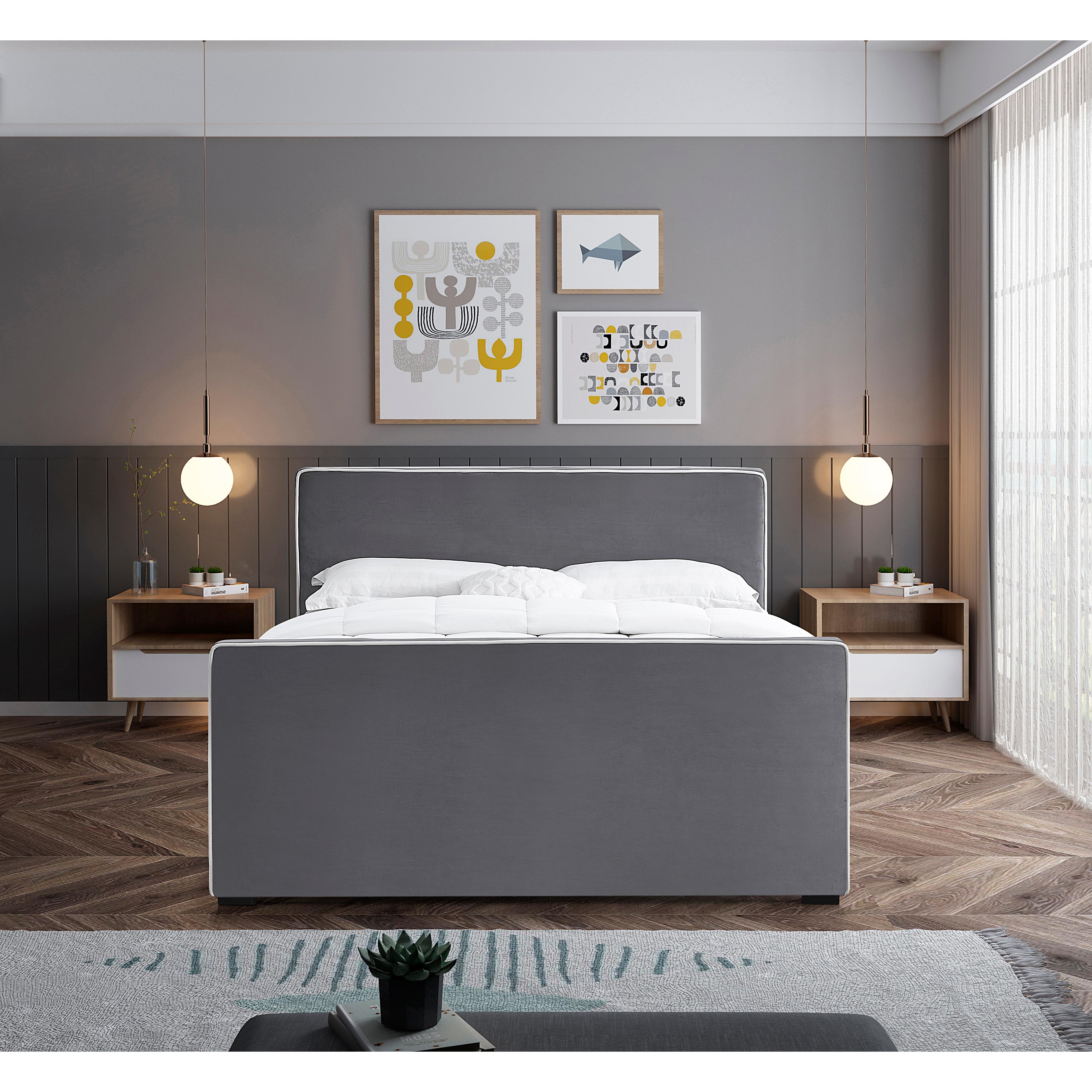 Meridian Dillard Grey Velvet Full Bed