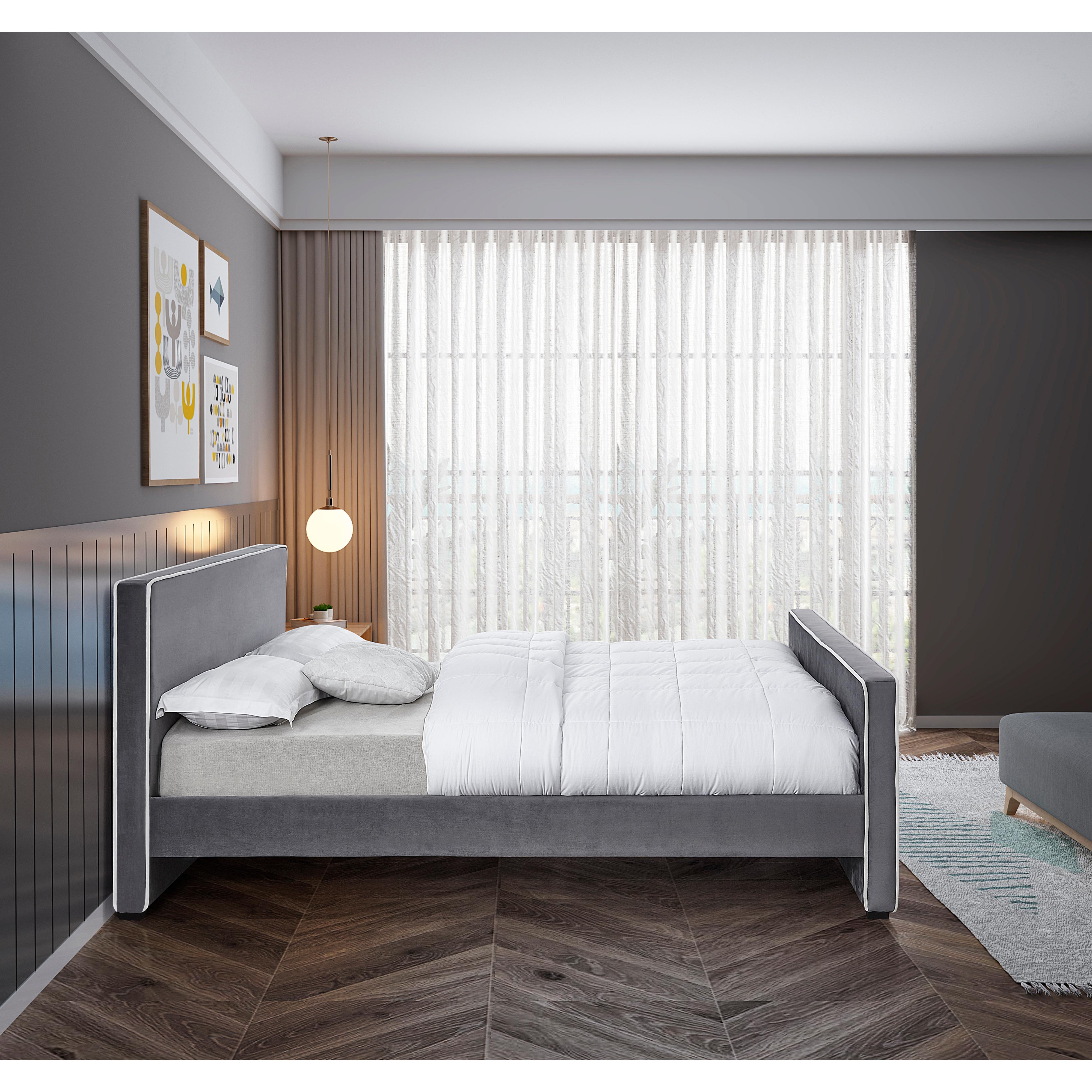 Meridian Dillard Grey Velvet Full Bed