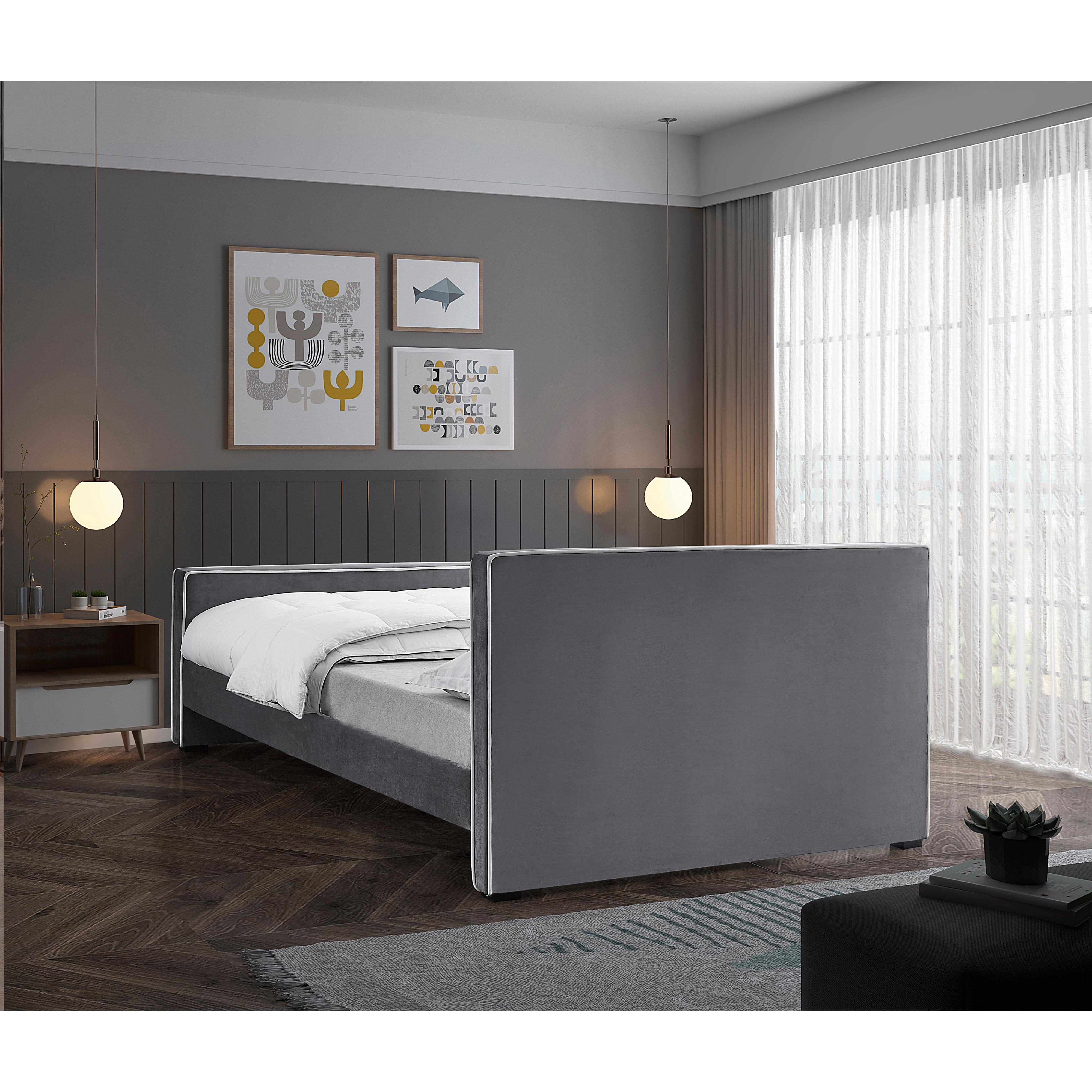 Meridian Dillard Grey Velvet Full Bed