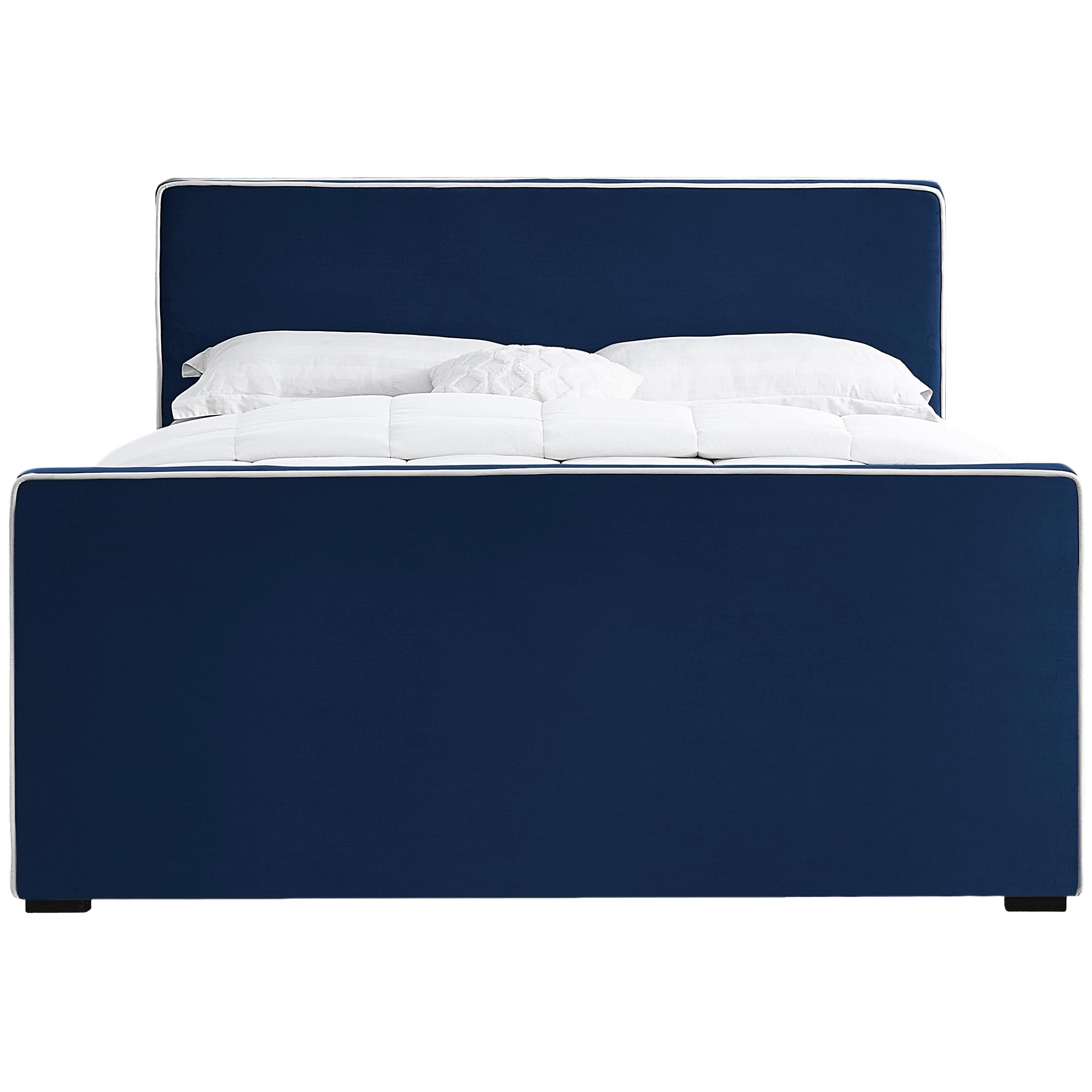 Meridian Dillard Navy Velvet King Bed