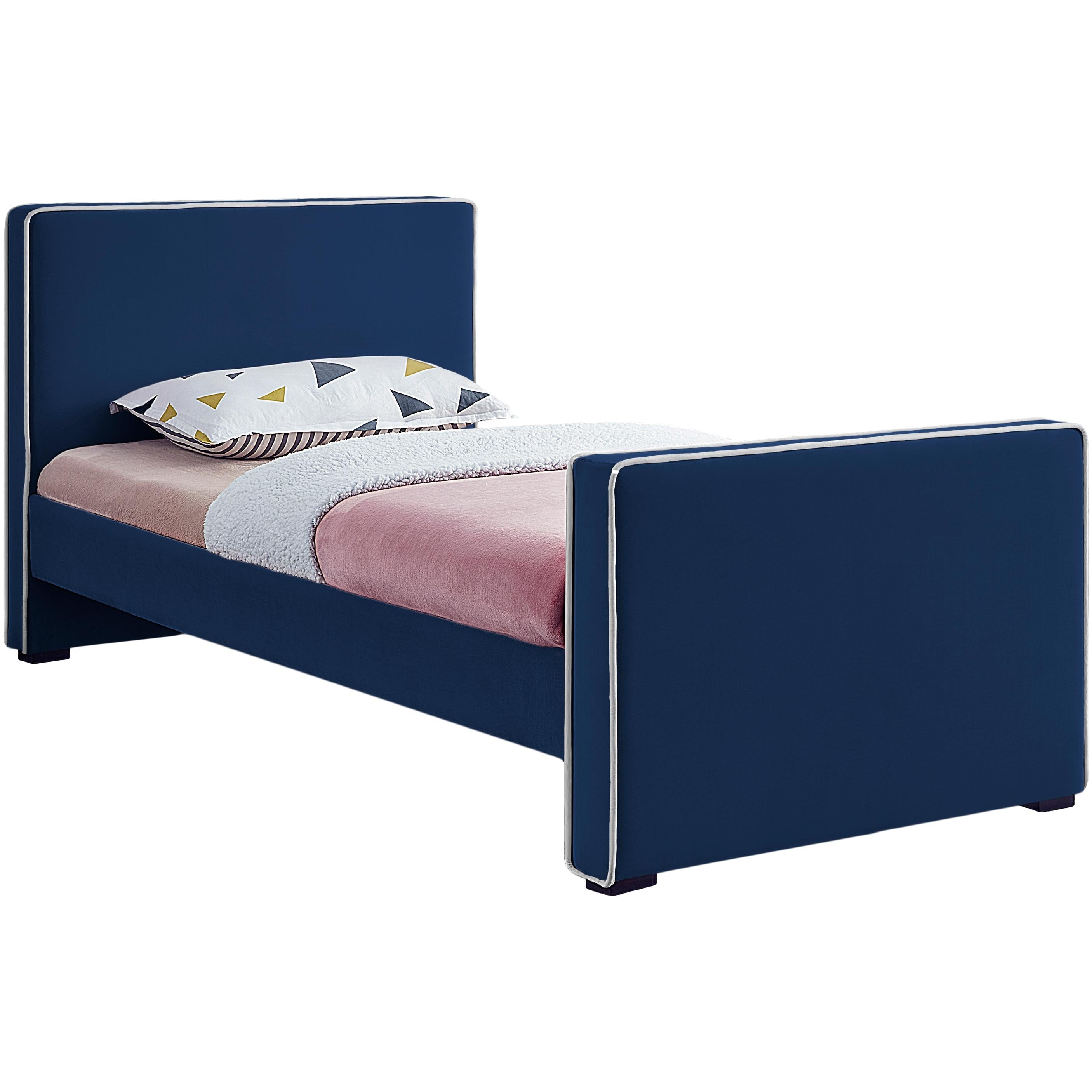 Meridian Dillard Navy Velvet Twin Bed