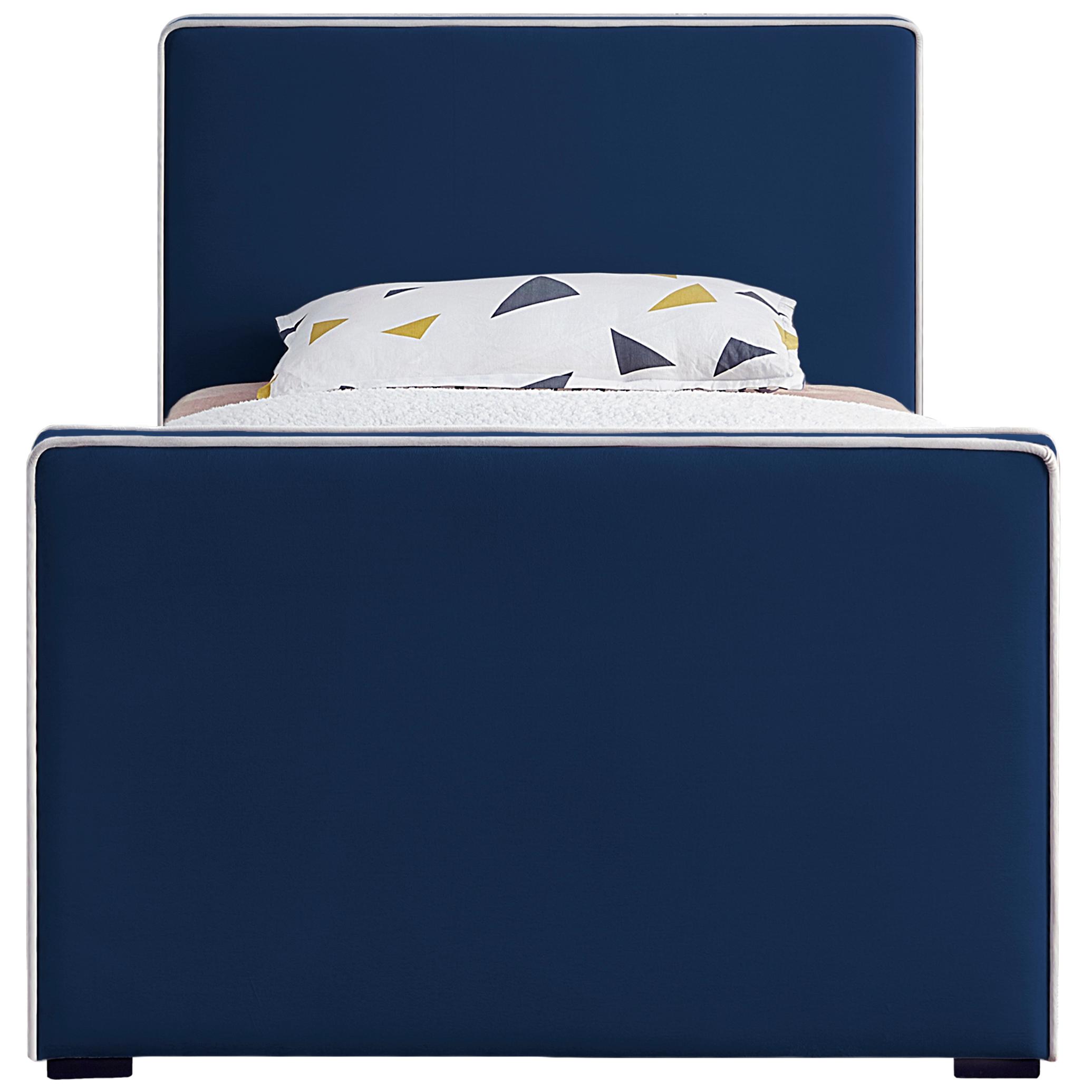 Meridian Dillard Navy Velvet Twin Bed