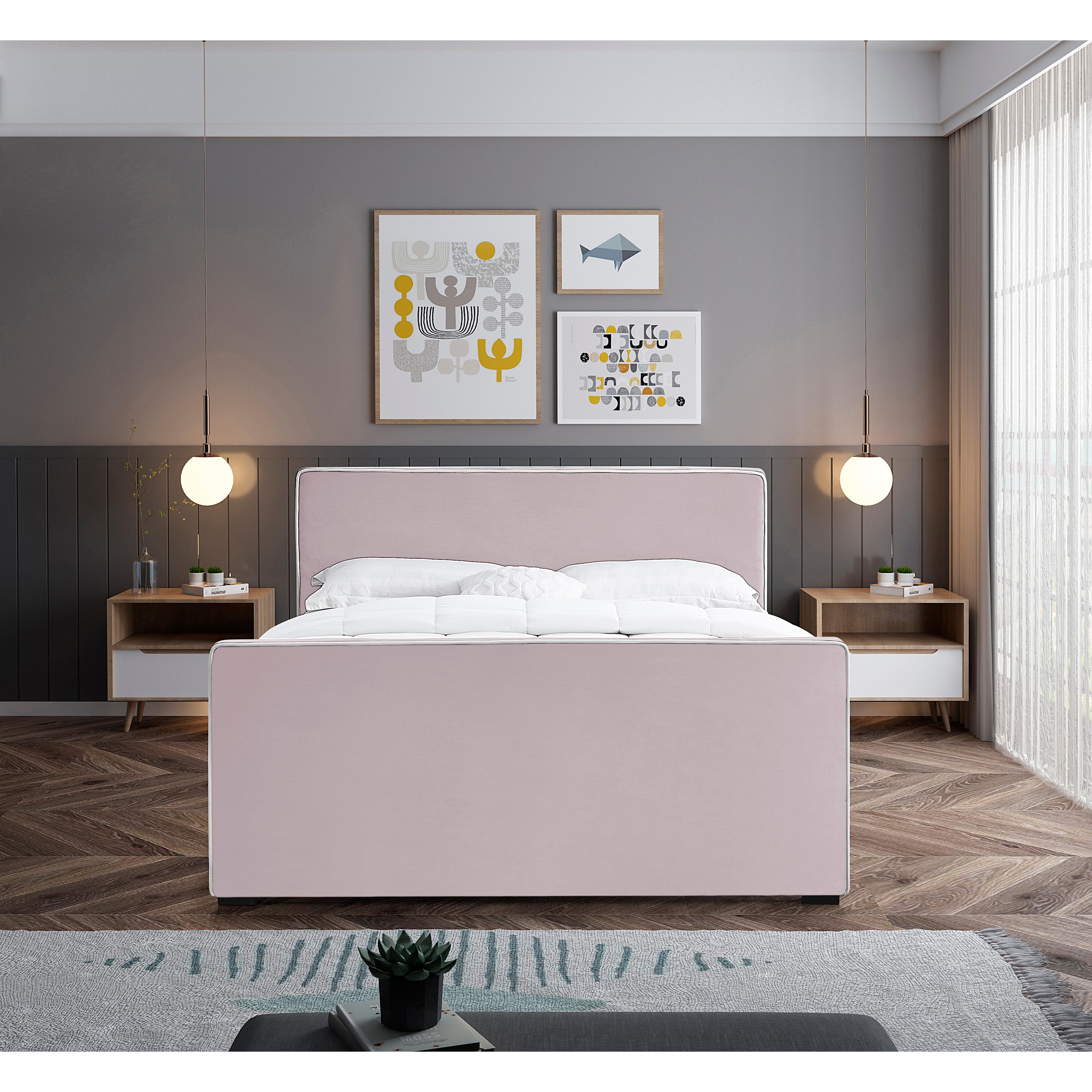 Meridian Dillard Pink Velvet Full Bed