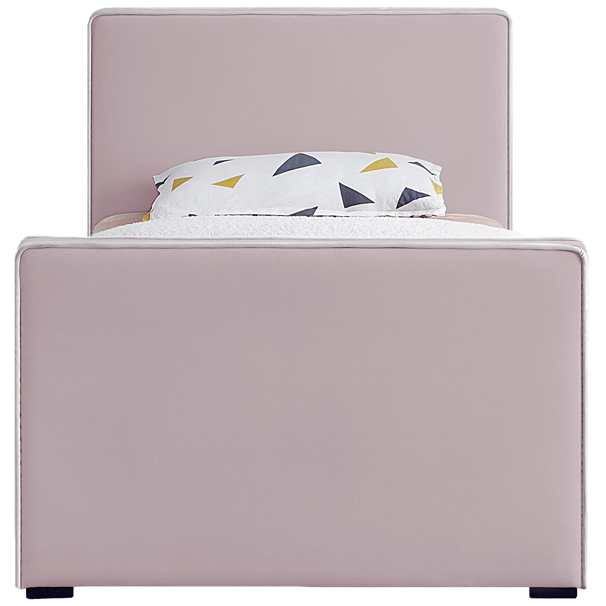 Meridian Dillard Pink Velvet Twin Bed