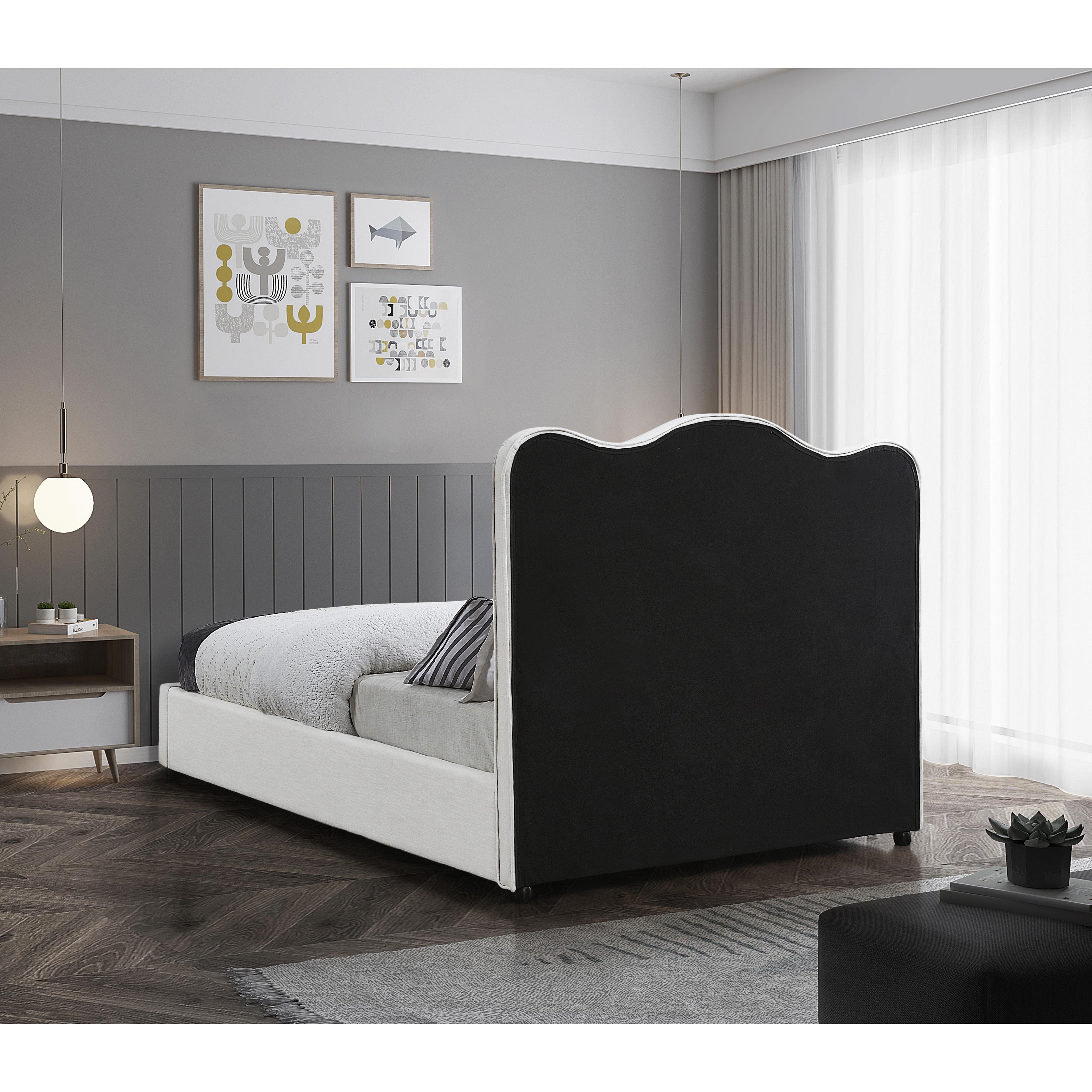 Meridian Felix Cream Linen Textured Fabric Full Bed