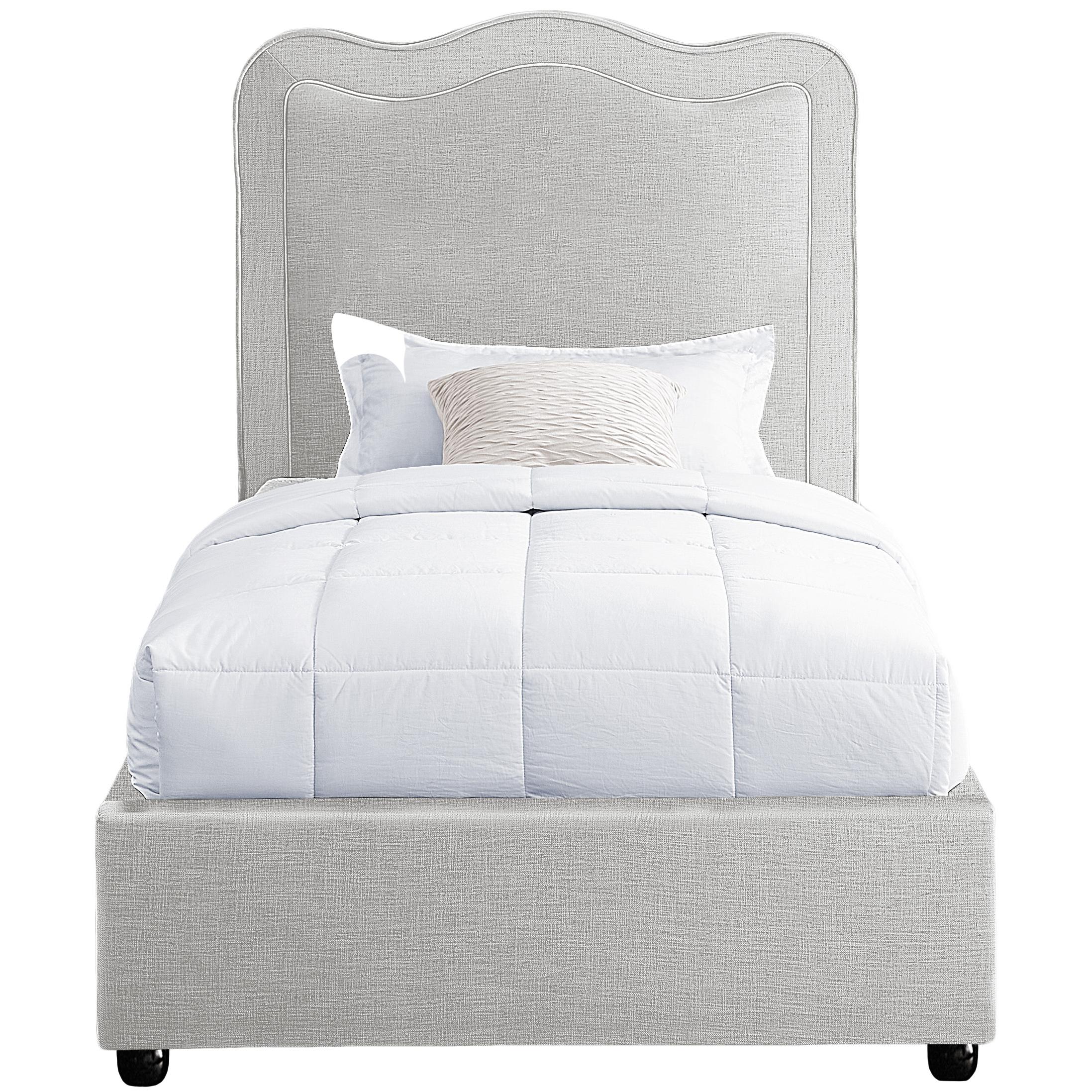 Meridian Felix Cream Linen Textured Fabric Twin Bed