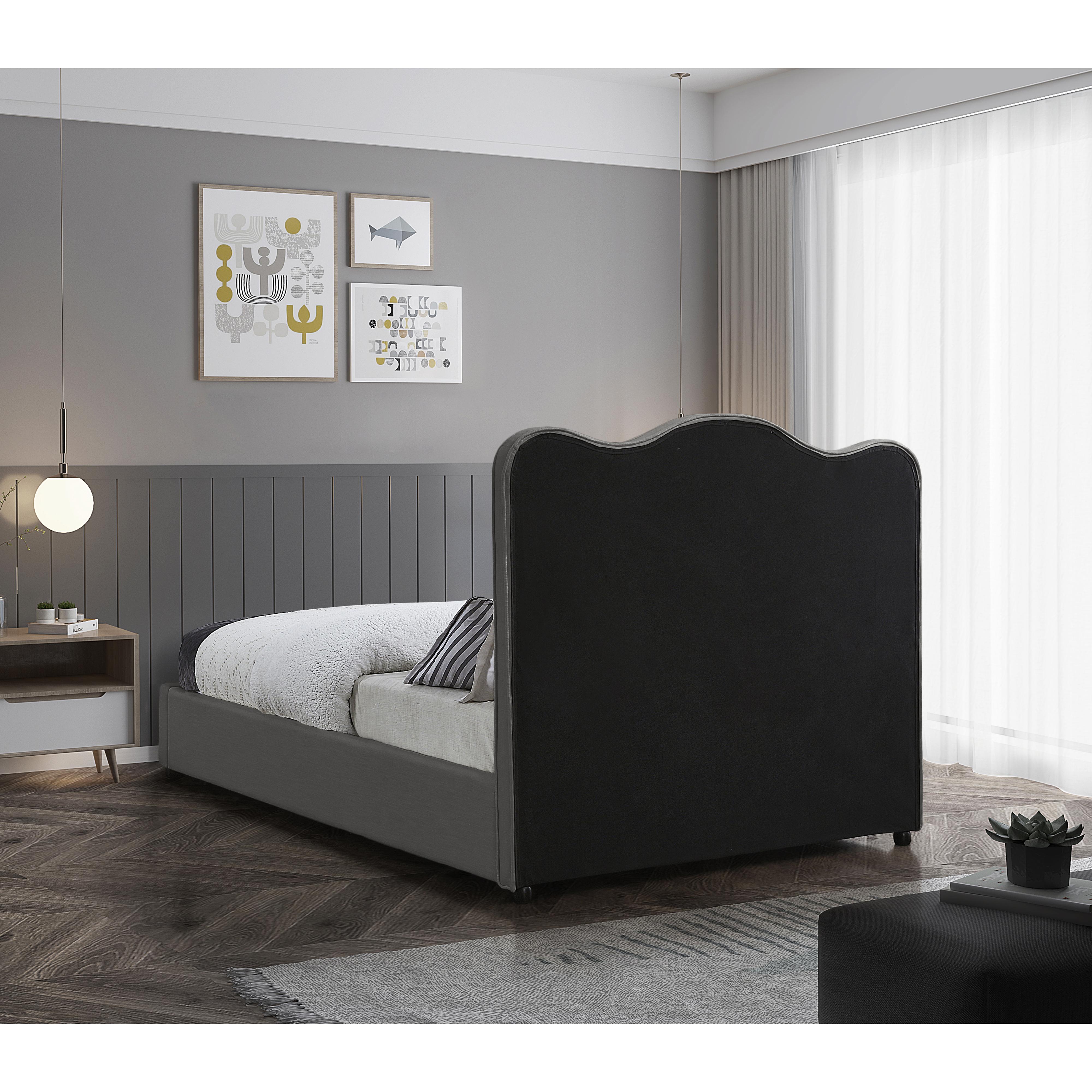 Meridian Felix Grey Linen Textured Fabric King Bed